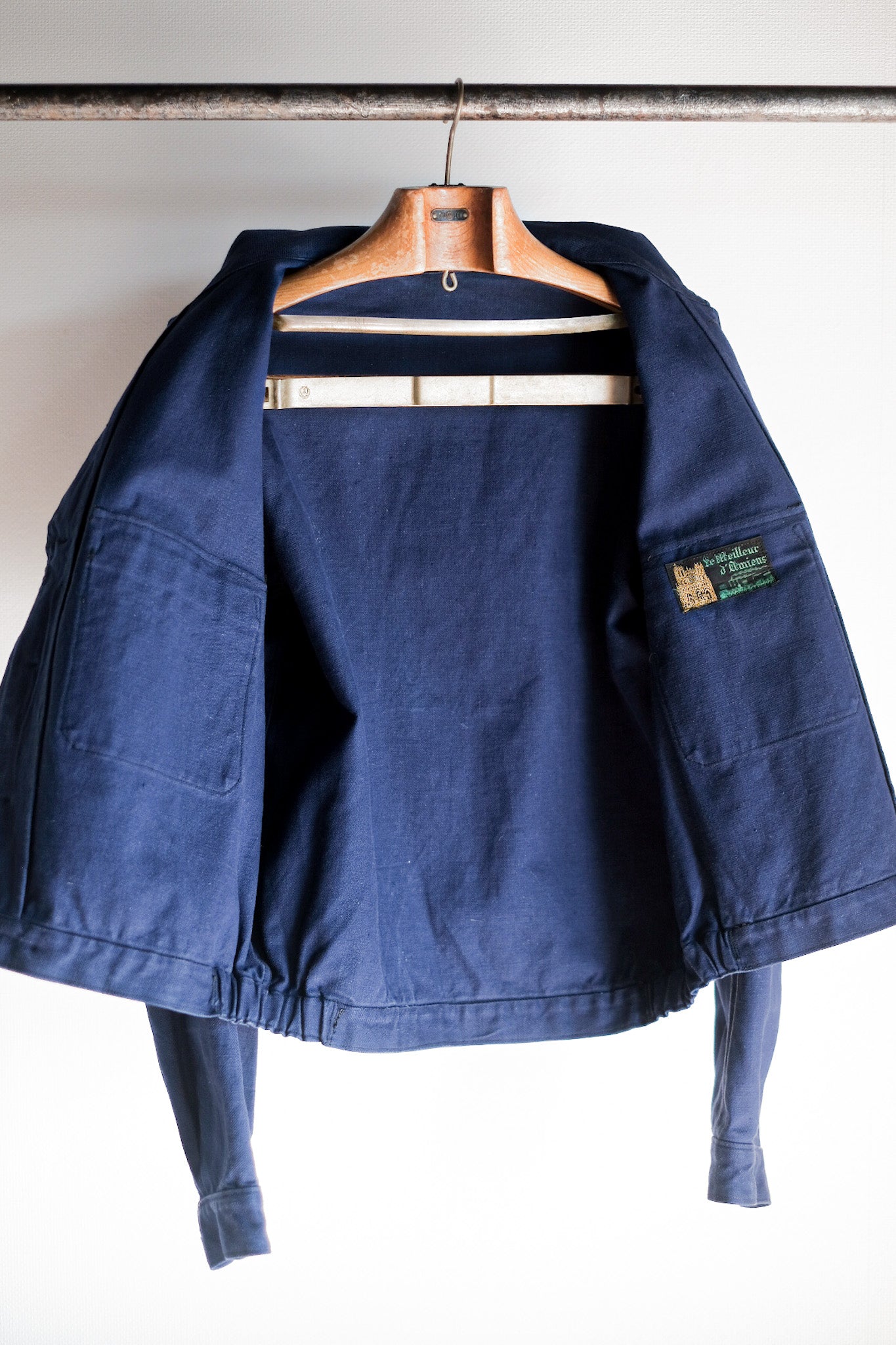 【~40's】French Vintage Blue Cotton Twill Cyclist Jacket