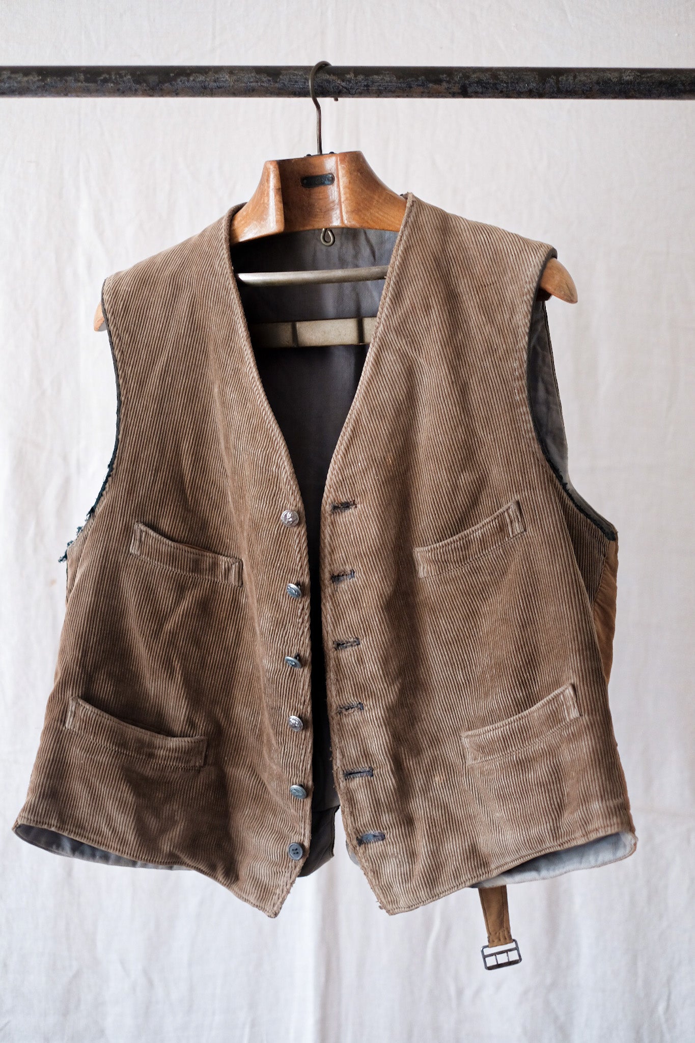 【~30's】French Vintage Brown Corduroy Hunting Gilet