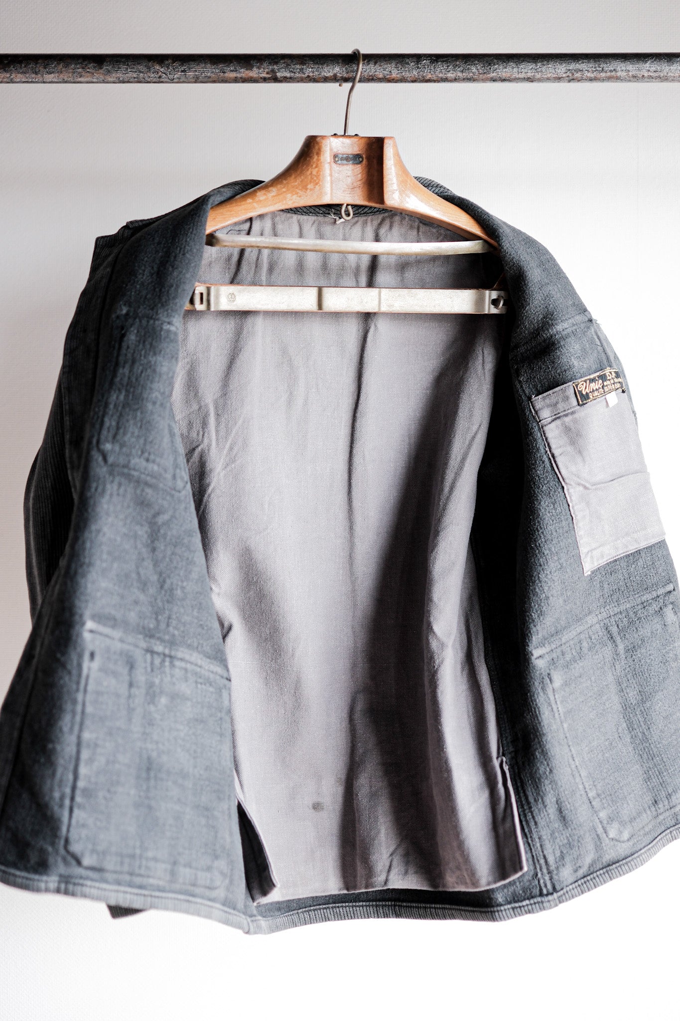 【~50's】French Vintage Gray Cotton Pique Hunting Jacket