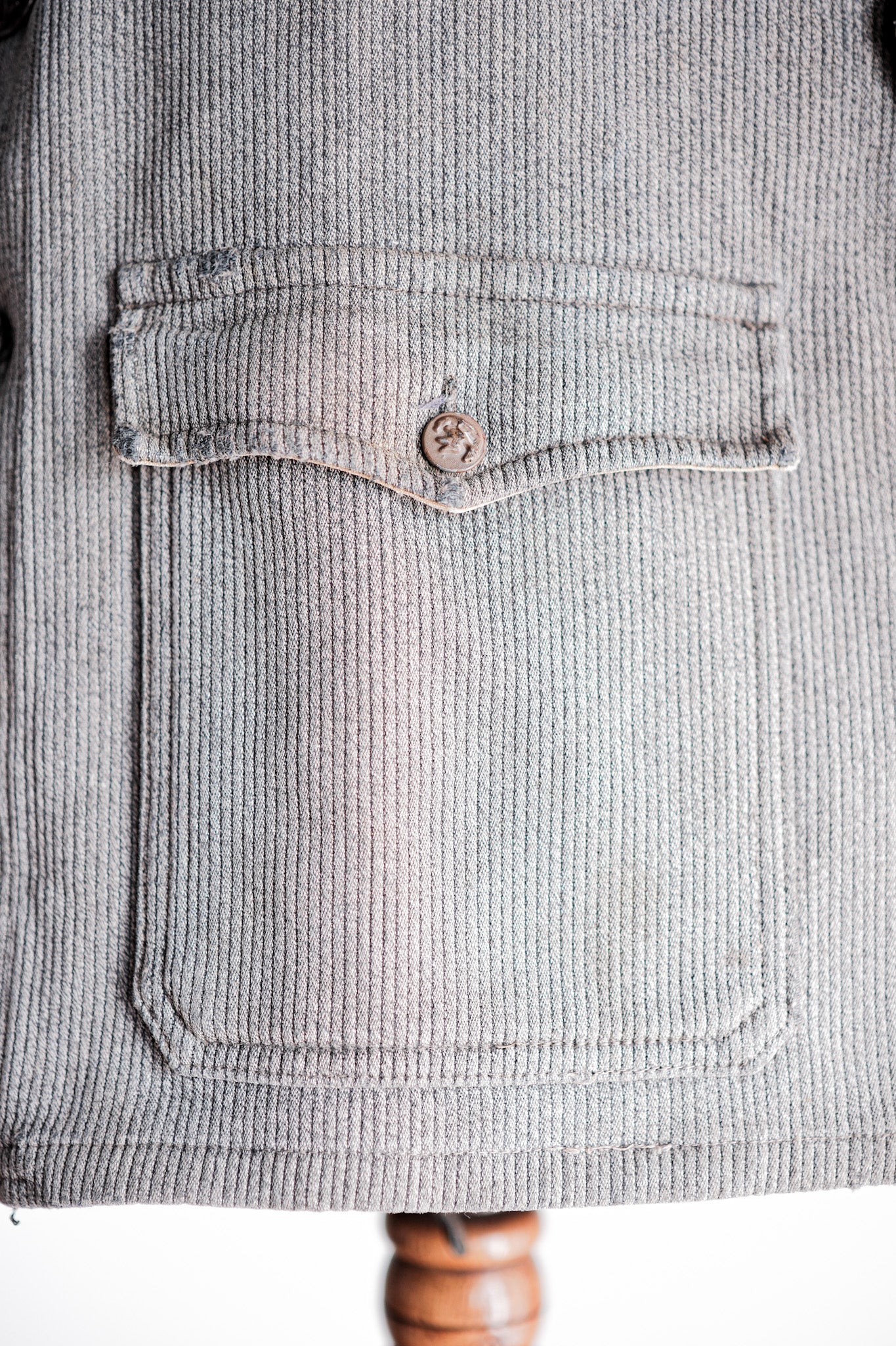 【~50's】French Vintage Gray Cotton Pique Hunting Jacket