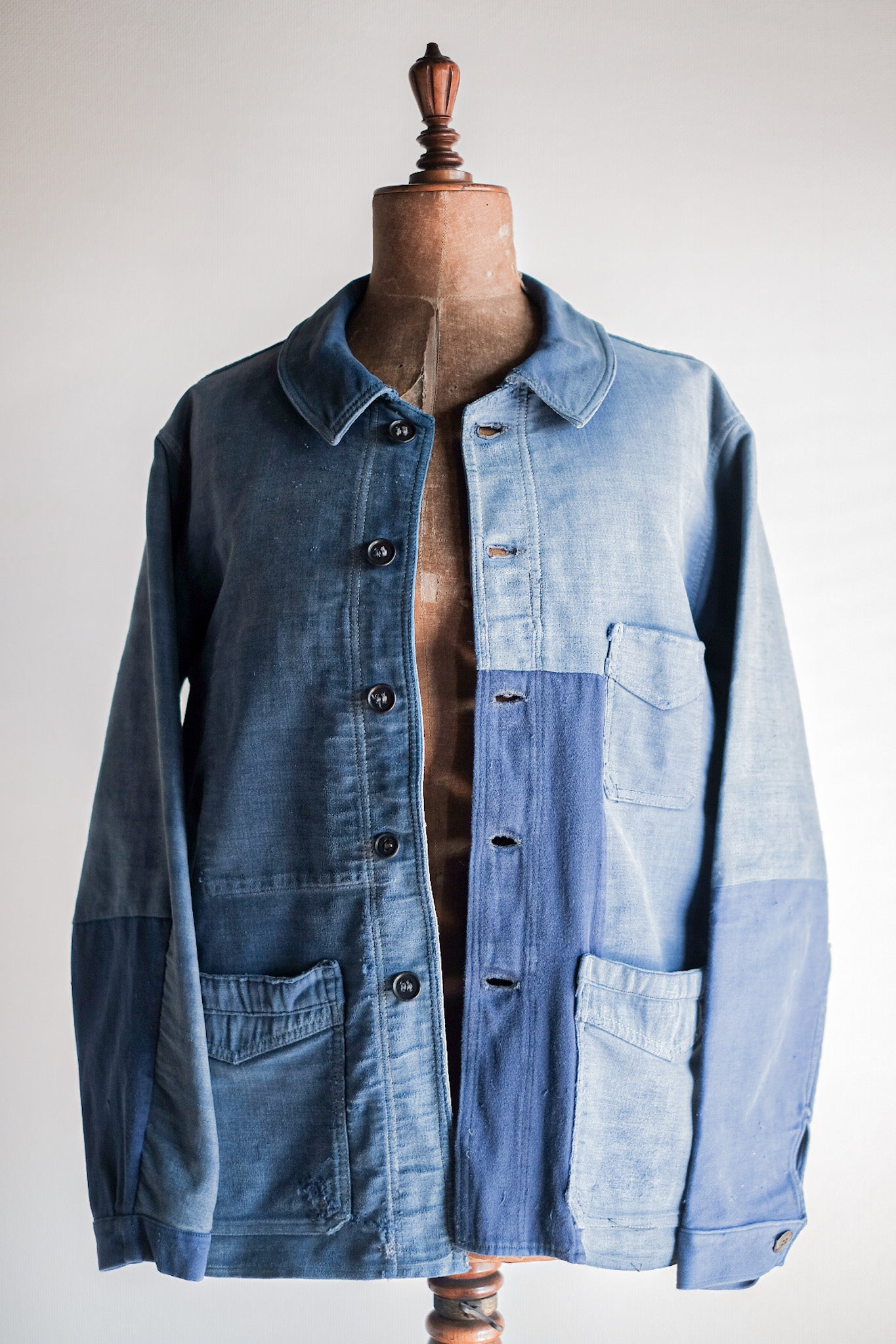 【~40's】French Vintage Blue Moleskin Work Jacket "Le Mont St. Michel"