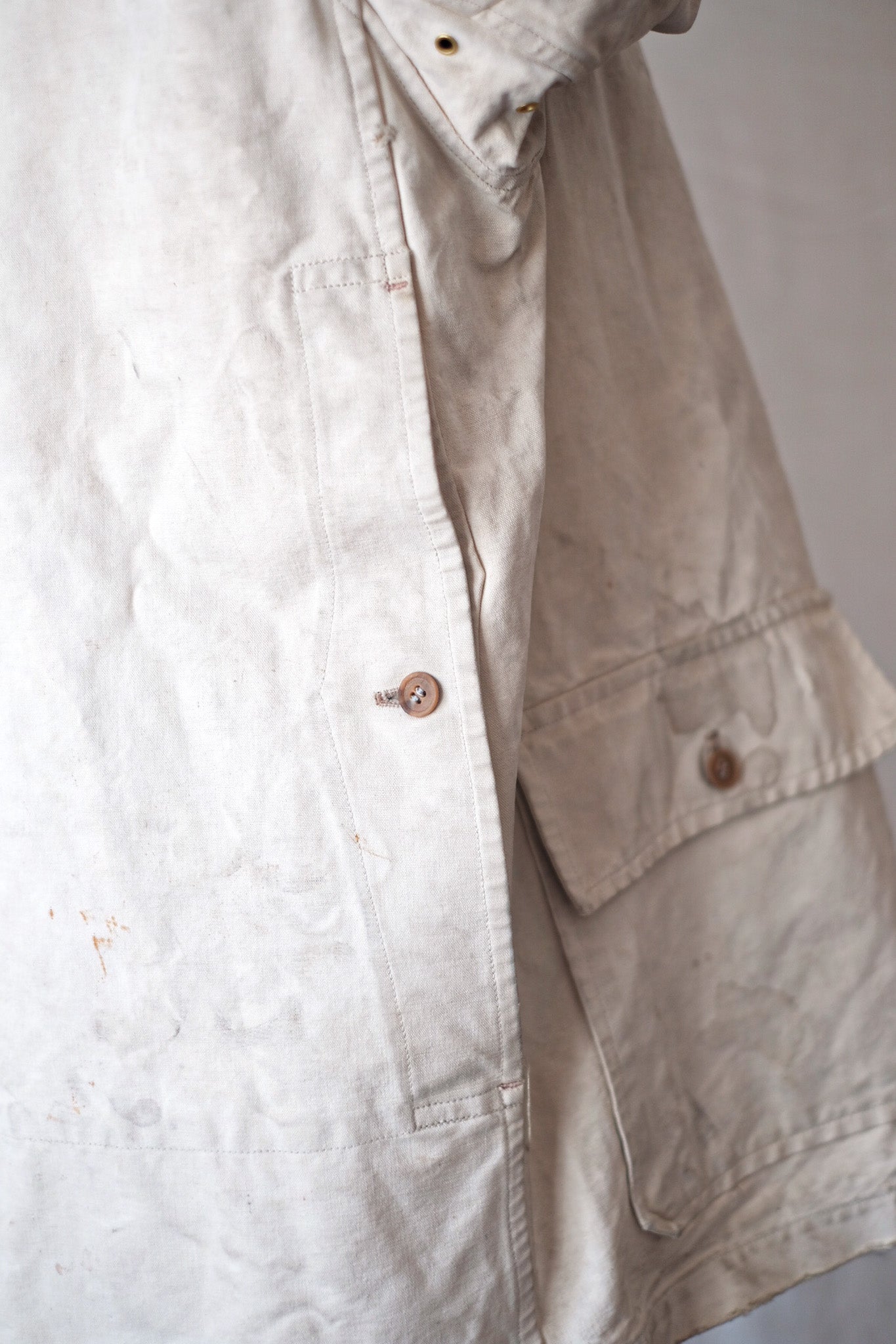 【~40's】French Vintage White Cotton Hunting Jacket