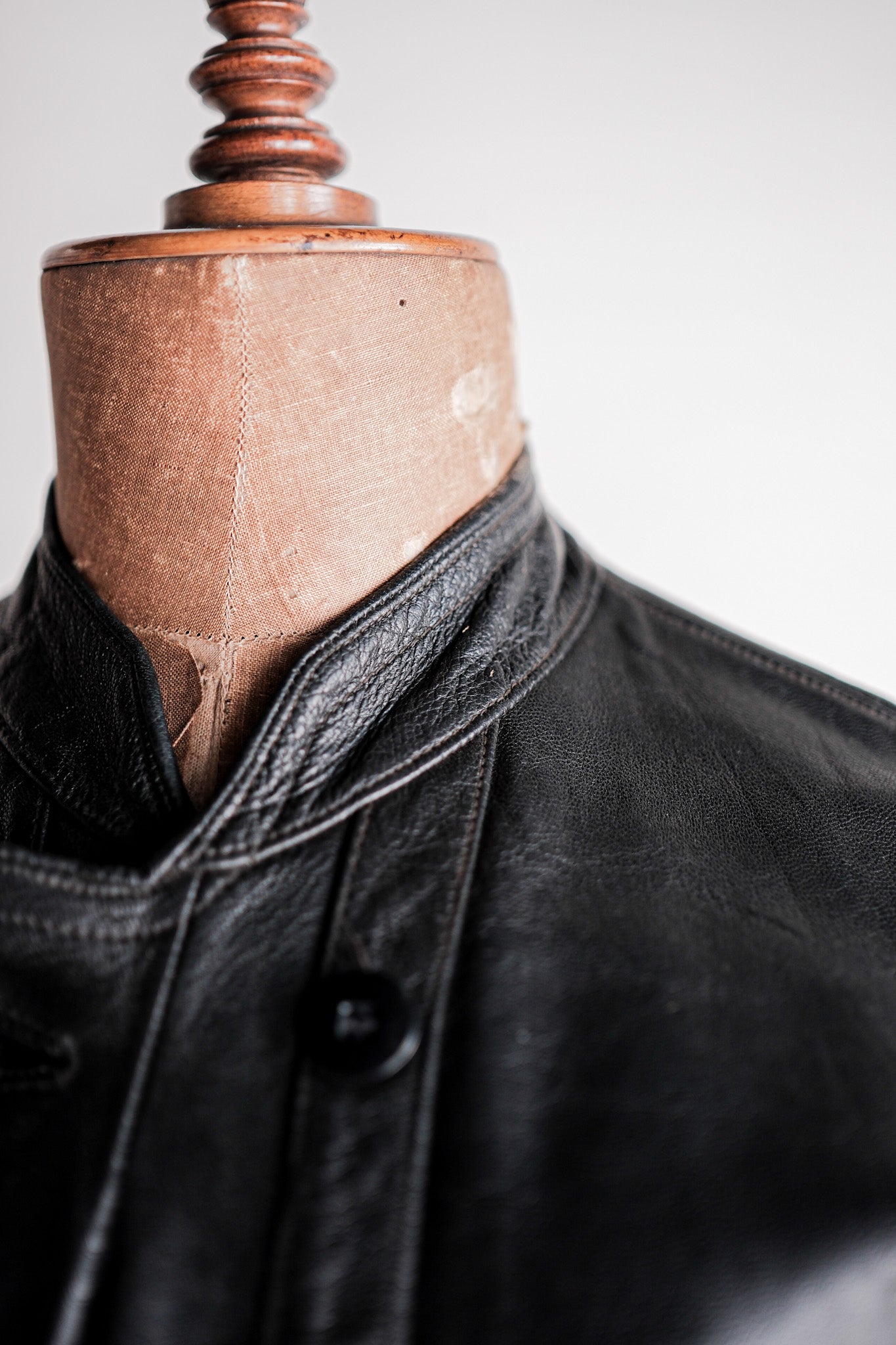【~40's】Swedish Vintage Double Breasted Leather Jacket