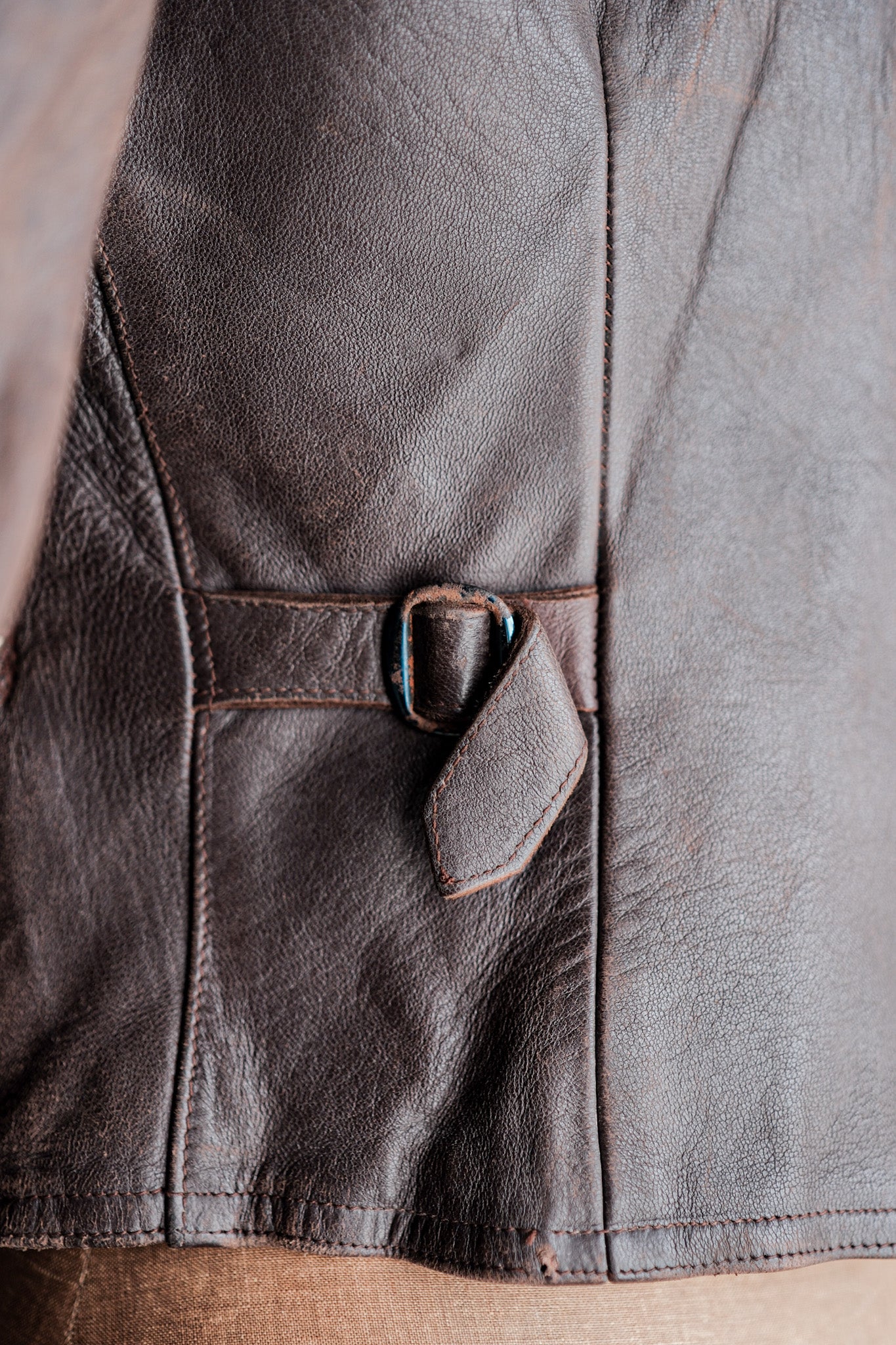 【~40's】German Vintage Double Breasted Motorcycle Leather Jacket