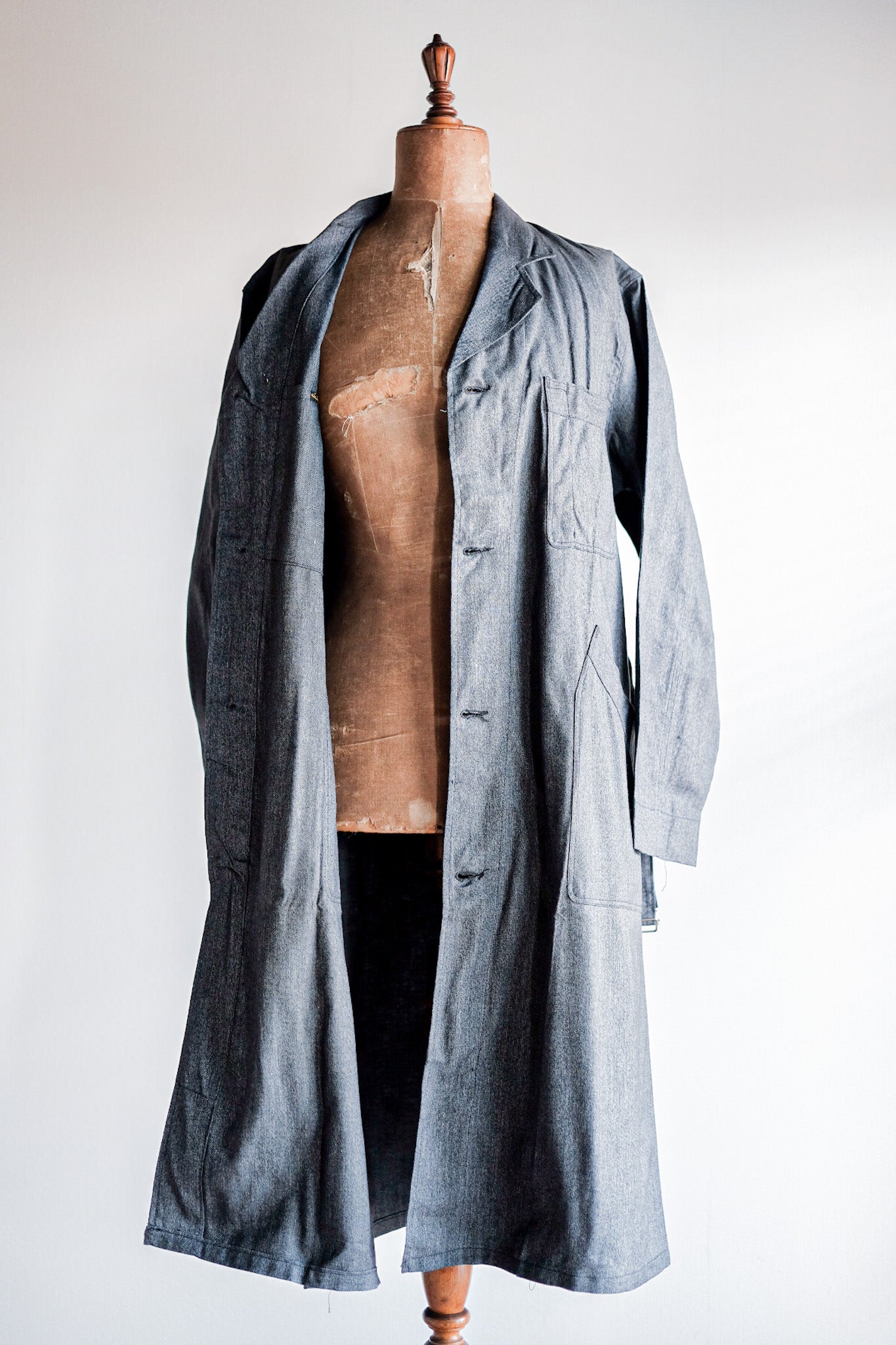 【~40's】French Vintage Black Chambray Atelier Coat “Dead Stock”