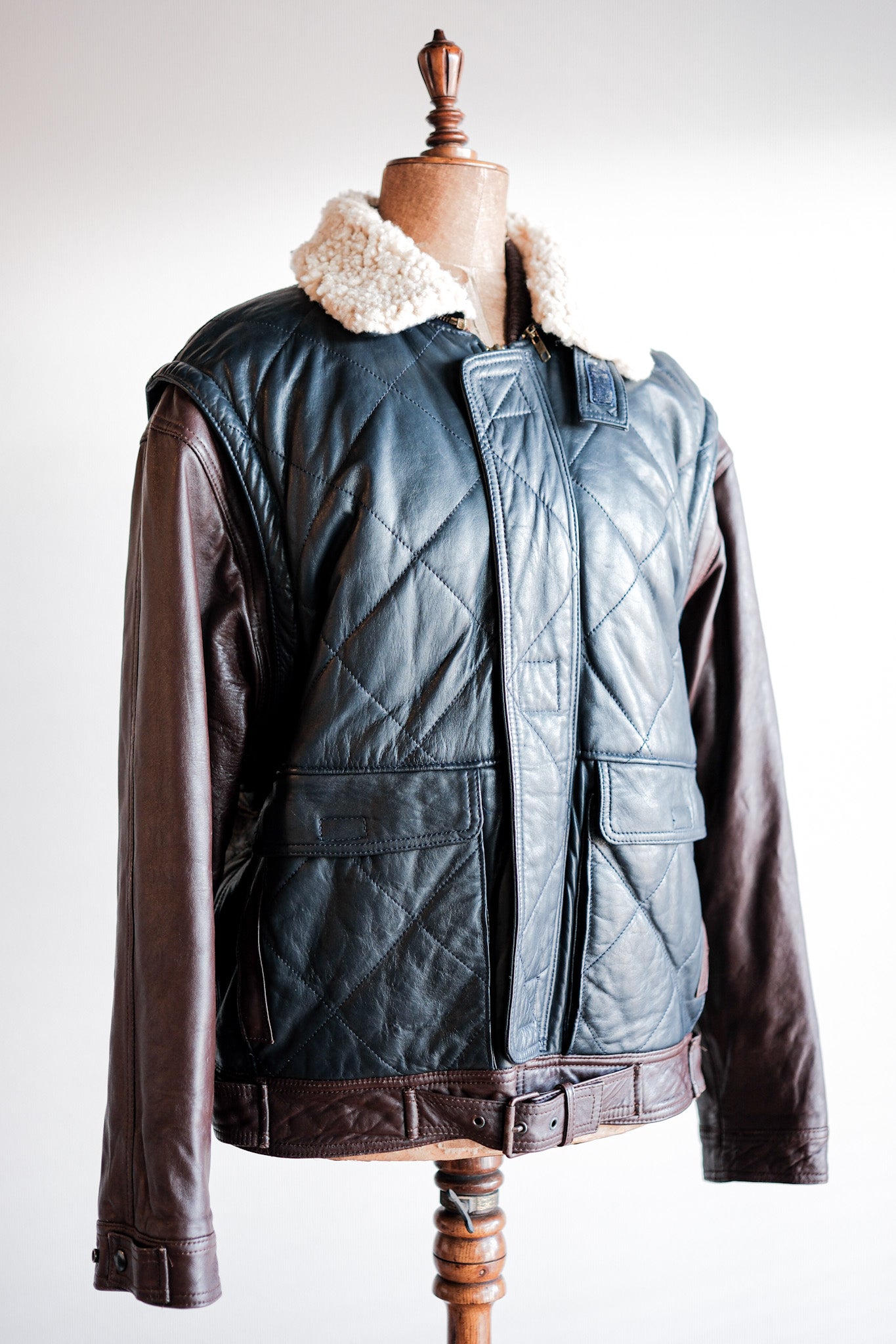【~70's】Old Marcel Lassance Leather Bomber Jacket Size.52