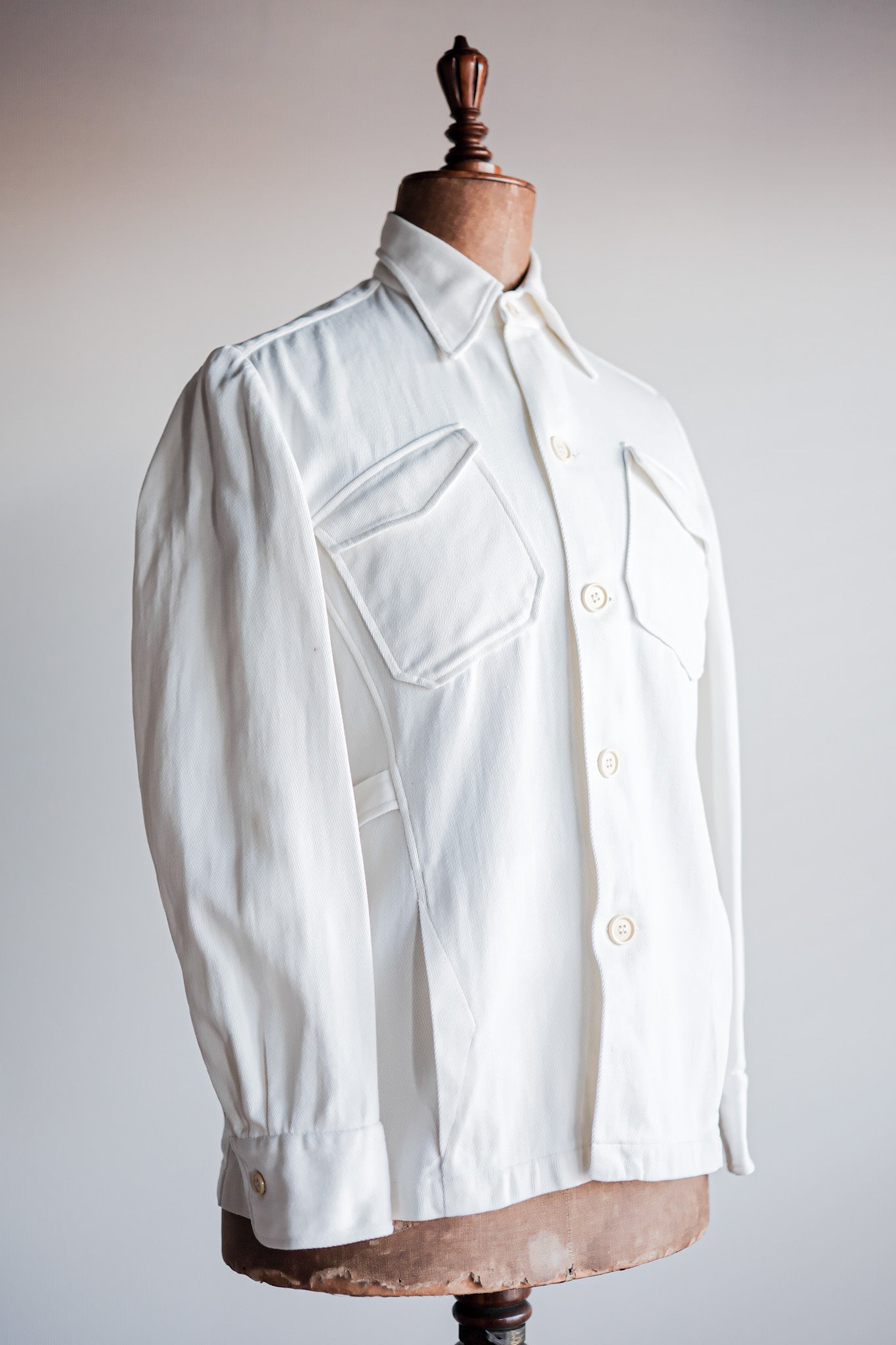 【~30's】French Vintage White Cotton Twill Colonial Jacket