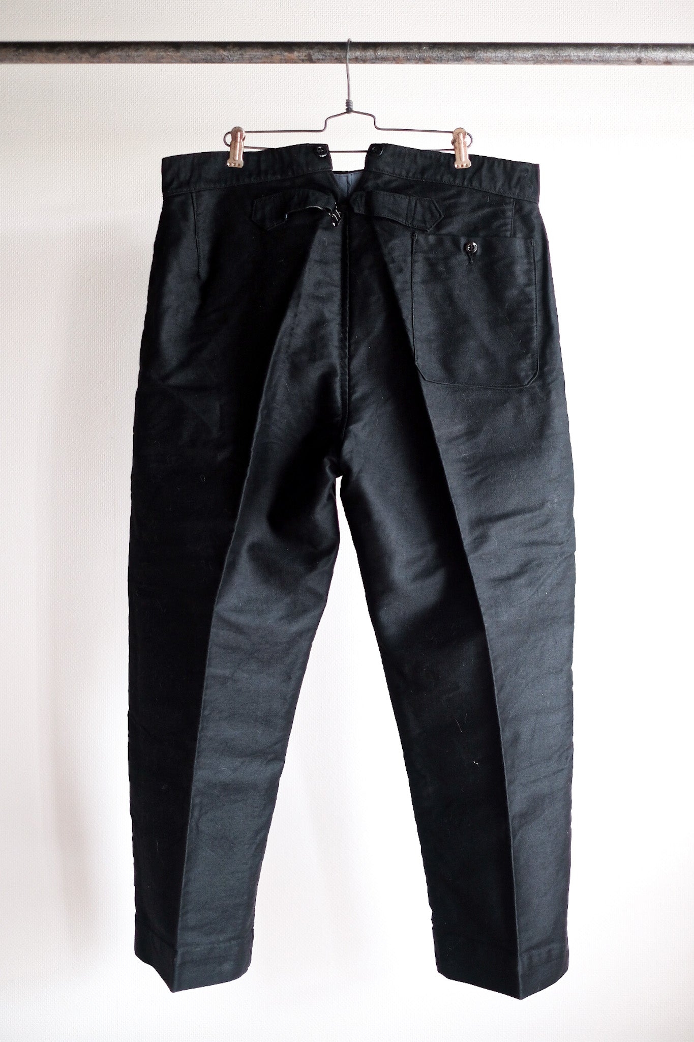 【~40's】French Vintage Black Moleskin Work Pants "Dead Stock"