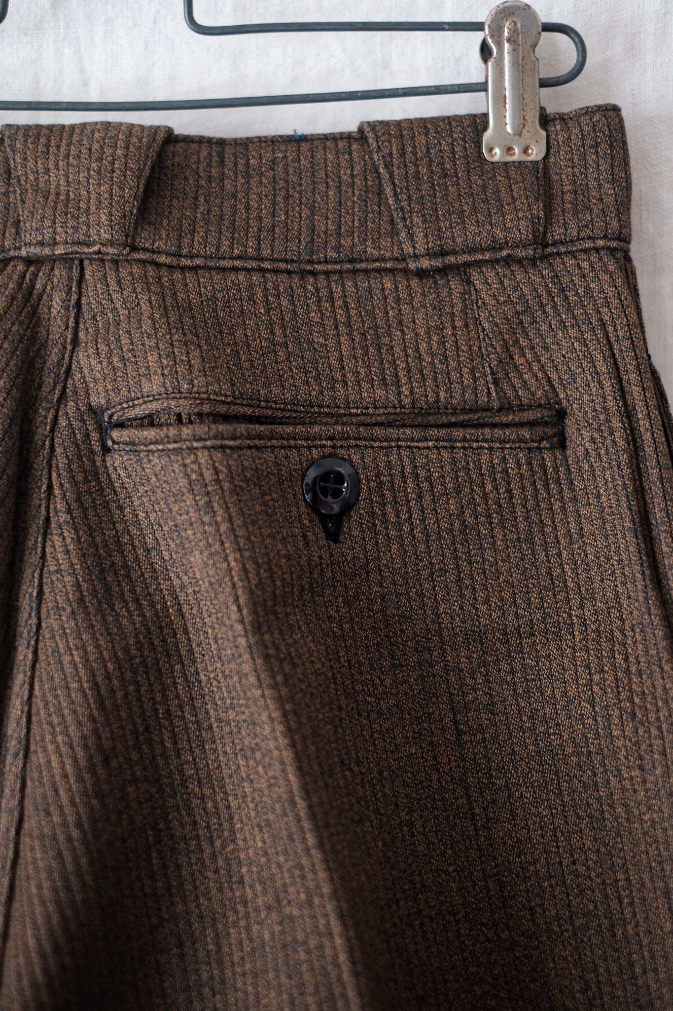 【~50's】French Vintage Brown Cotton Pique Work Pants "Dead Stock"
