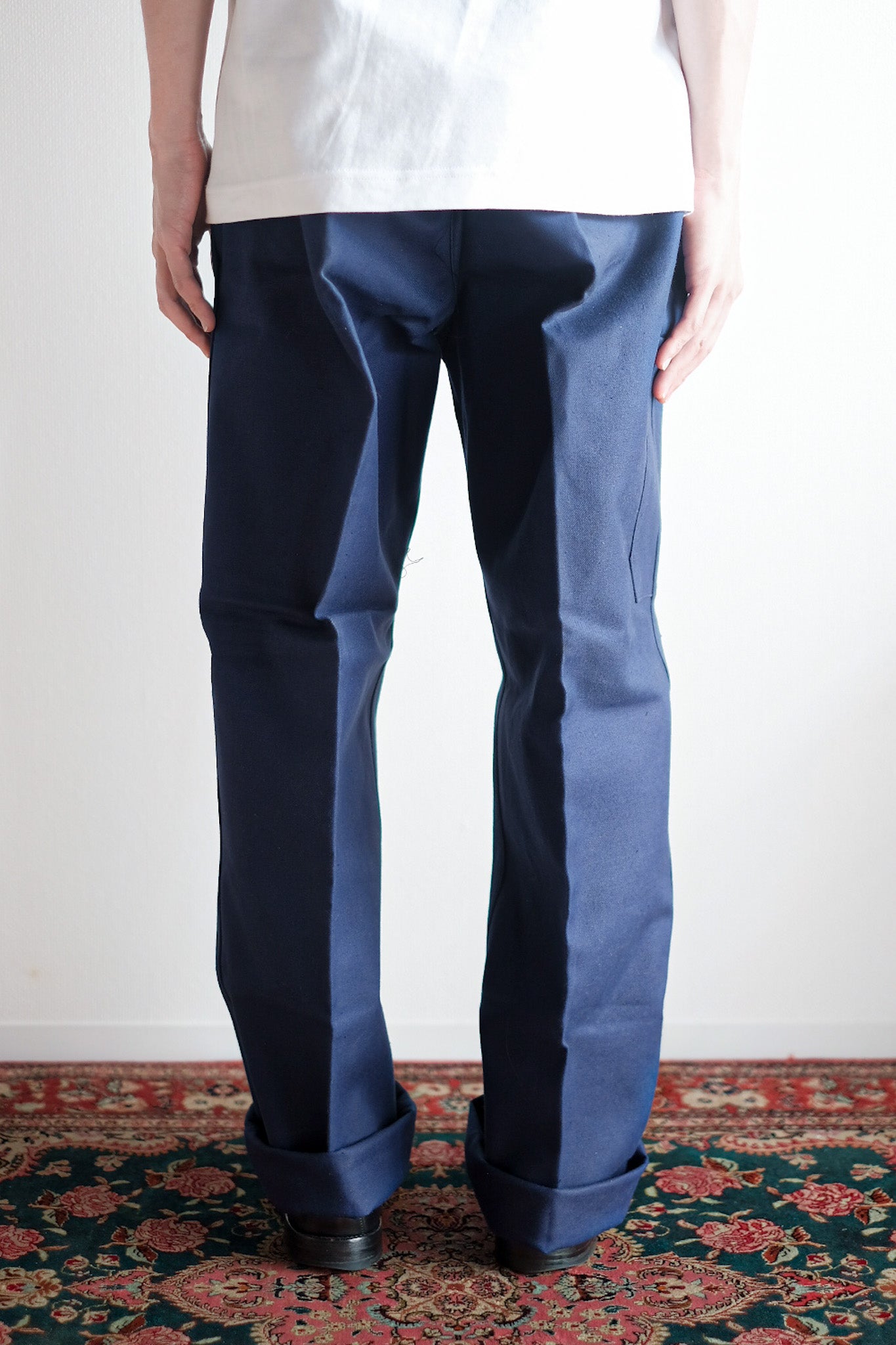【~40's】French Vintage Blue Cotton Twill Work Pants "Dead Stock"