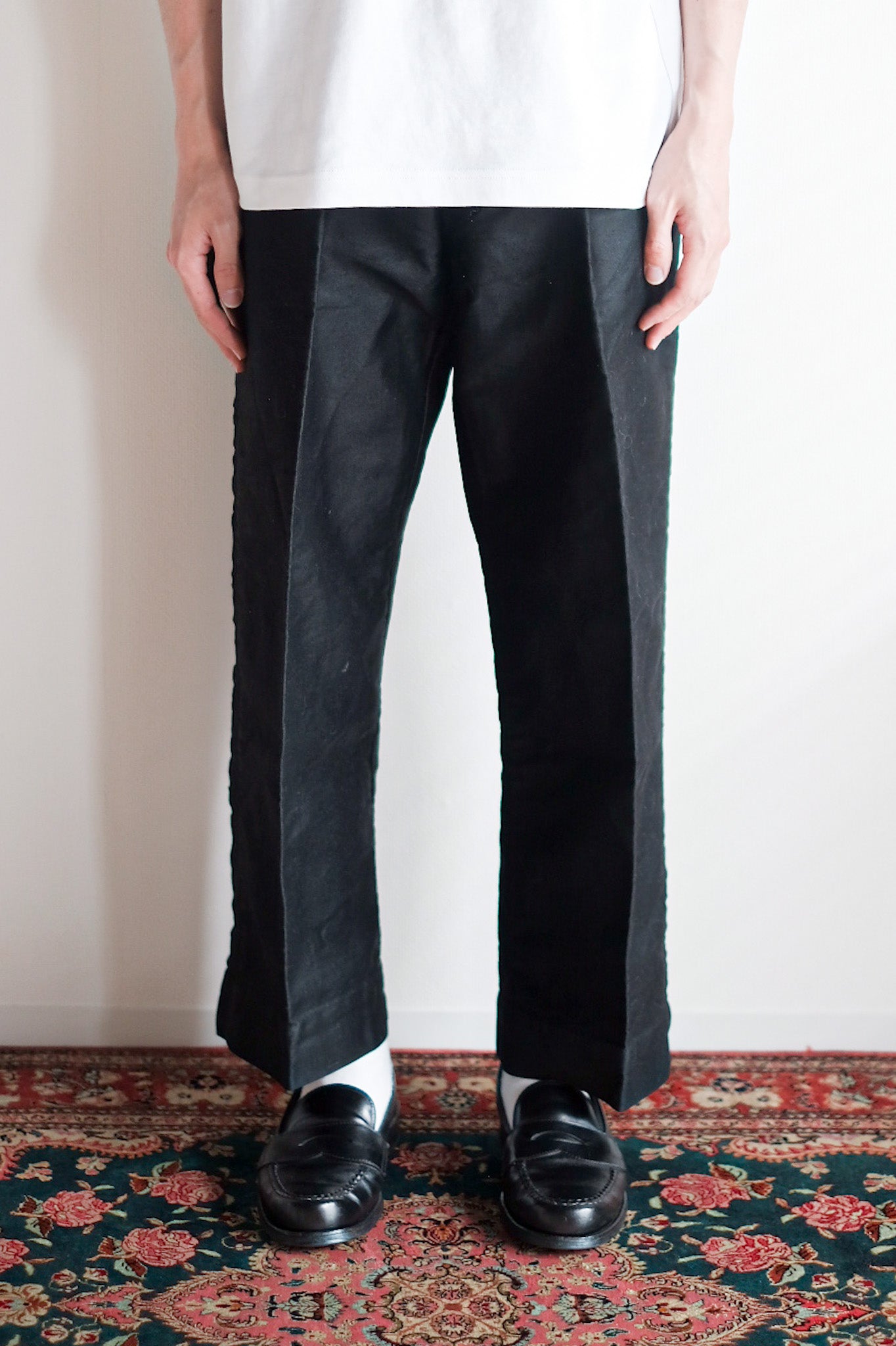 【~40's】French Vintage Black Moleskin Work Pants "Dead Stock"