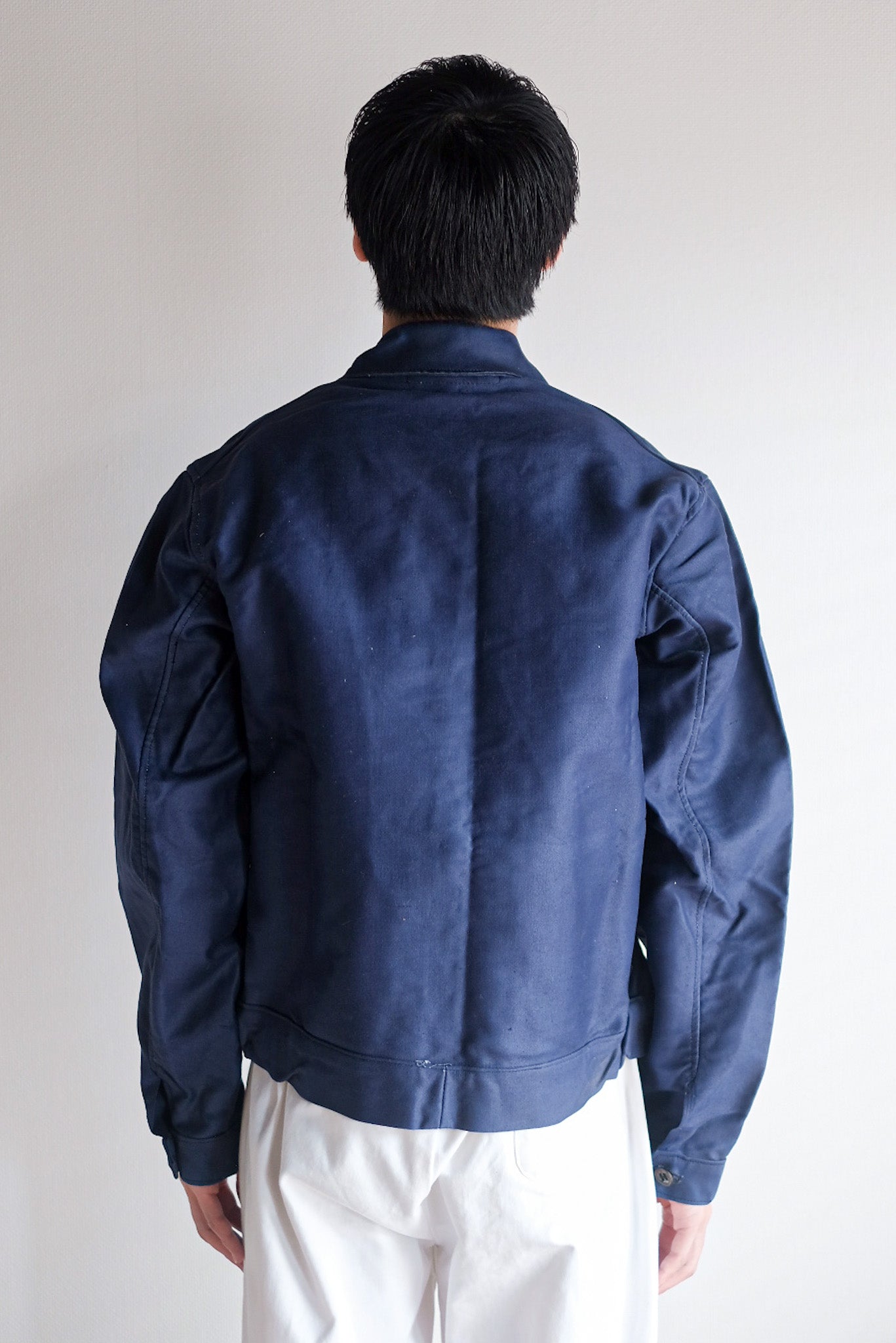 【~40's】French Vintage Blue Moleskin Cyclist Jacket "Dead Stock"