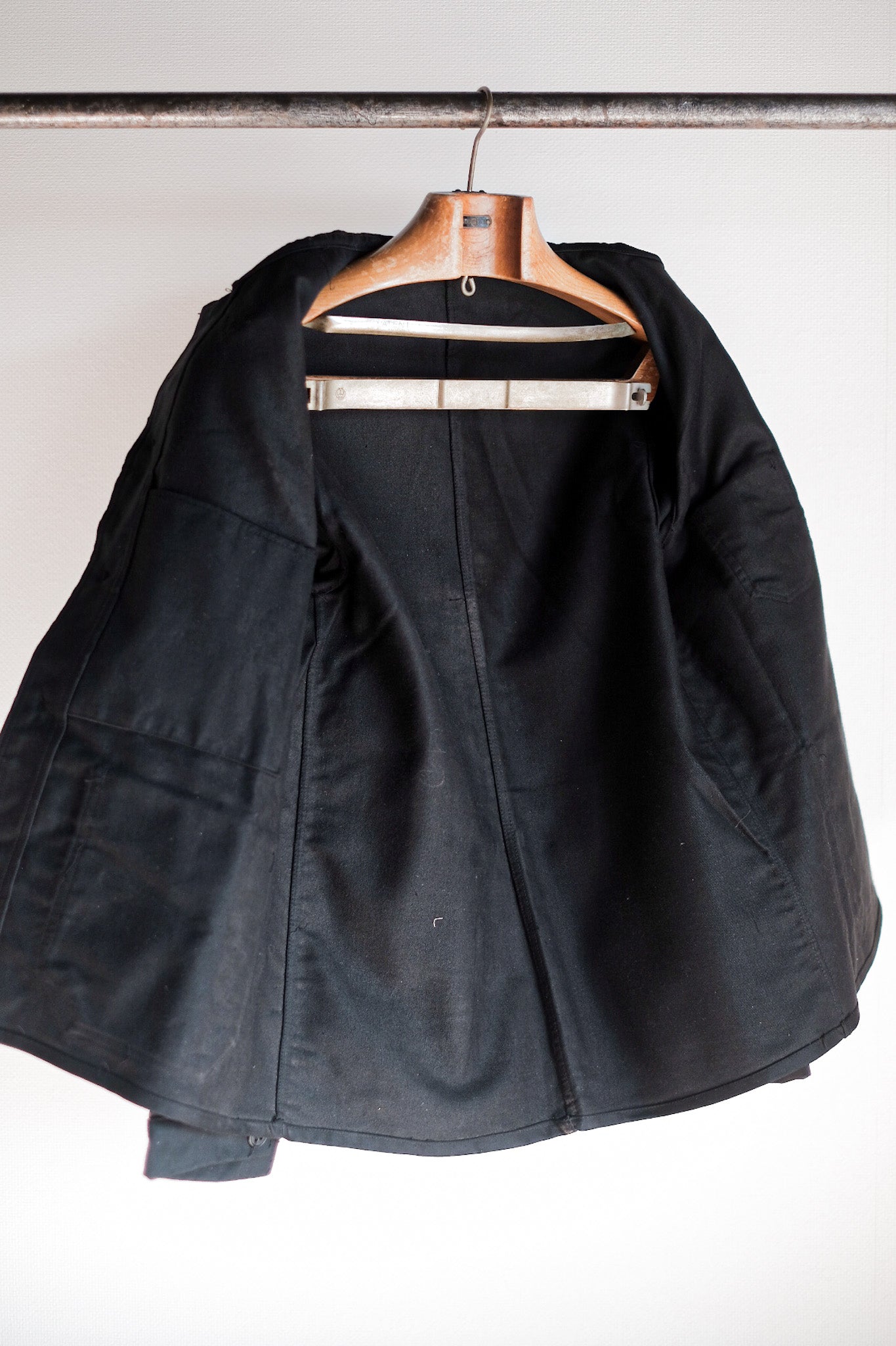【~30's】French Vintage Black Moleskin Work Jacket "Dead Stock"