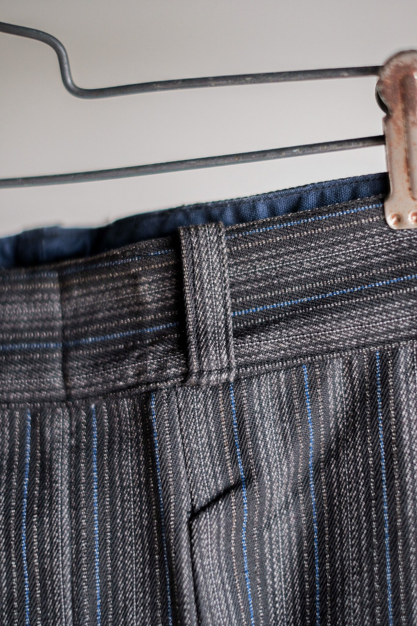 【~40's】French Vintage Cotton Striped Work Pants "Dead Stock"