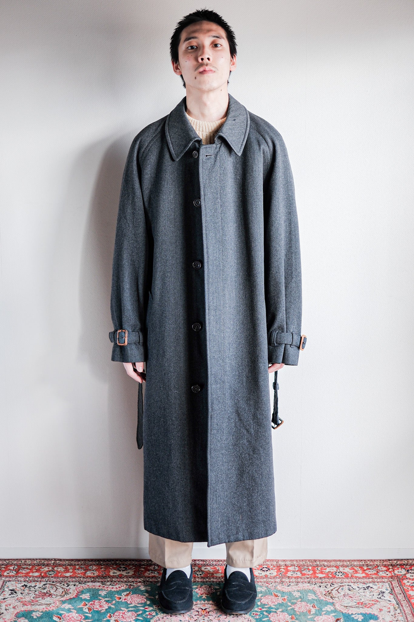 【~70's】Vintage Aquascutum Single Raglan Wool Rider Coat