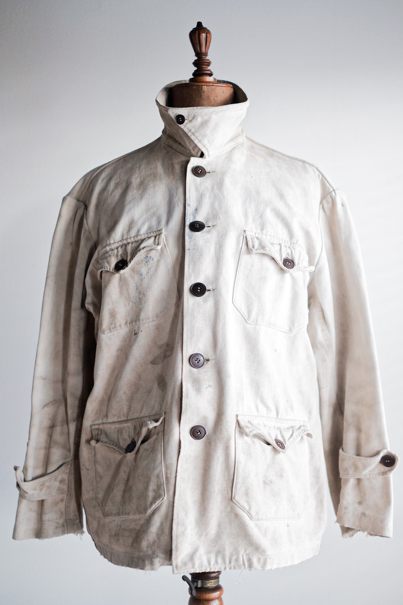 【~50's】French Vintage White Cotton Canvas Work Jacket