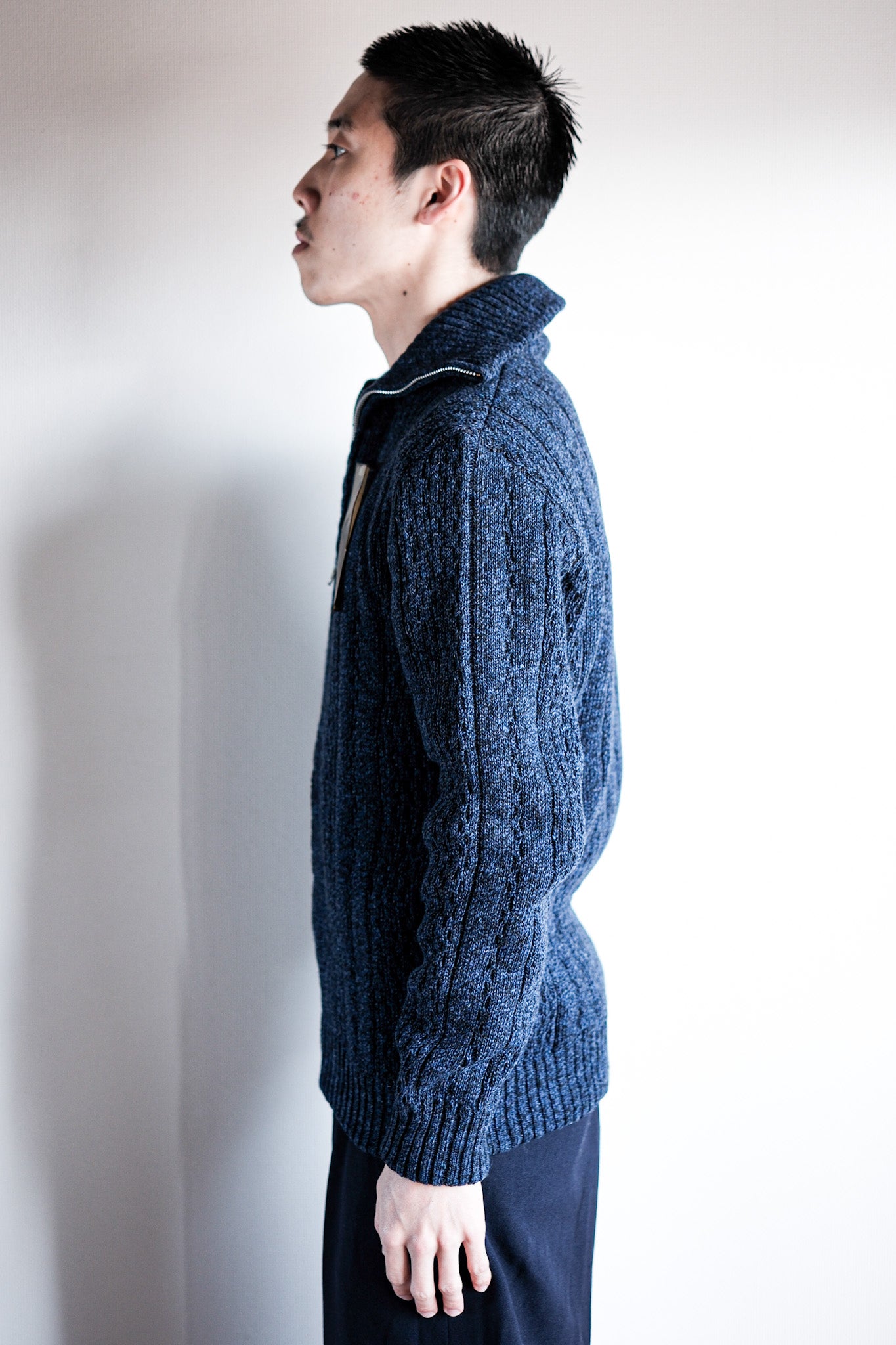 【~60's】French Vintage Full Zip Wool Cardigan "Dead Stock"