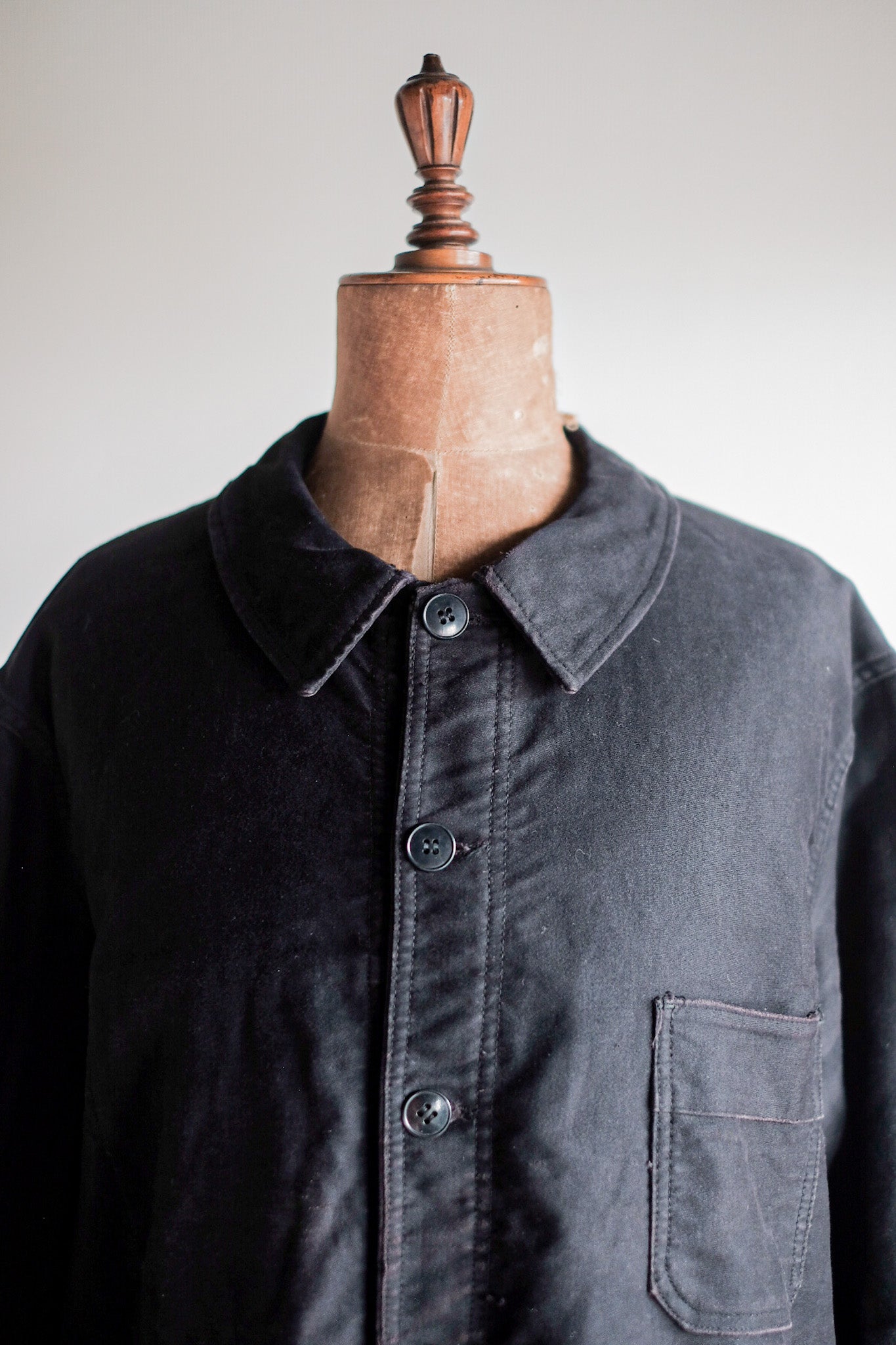 【~60's】French Vintage Black Moleskin Work Jacket