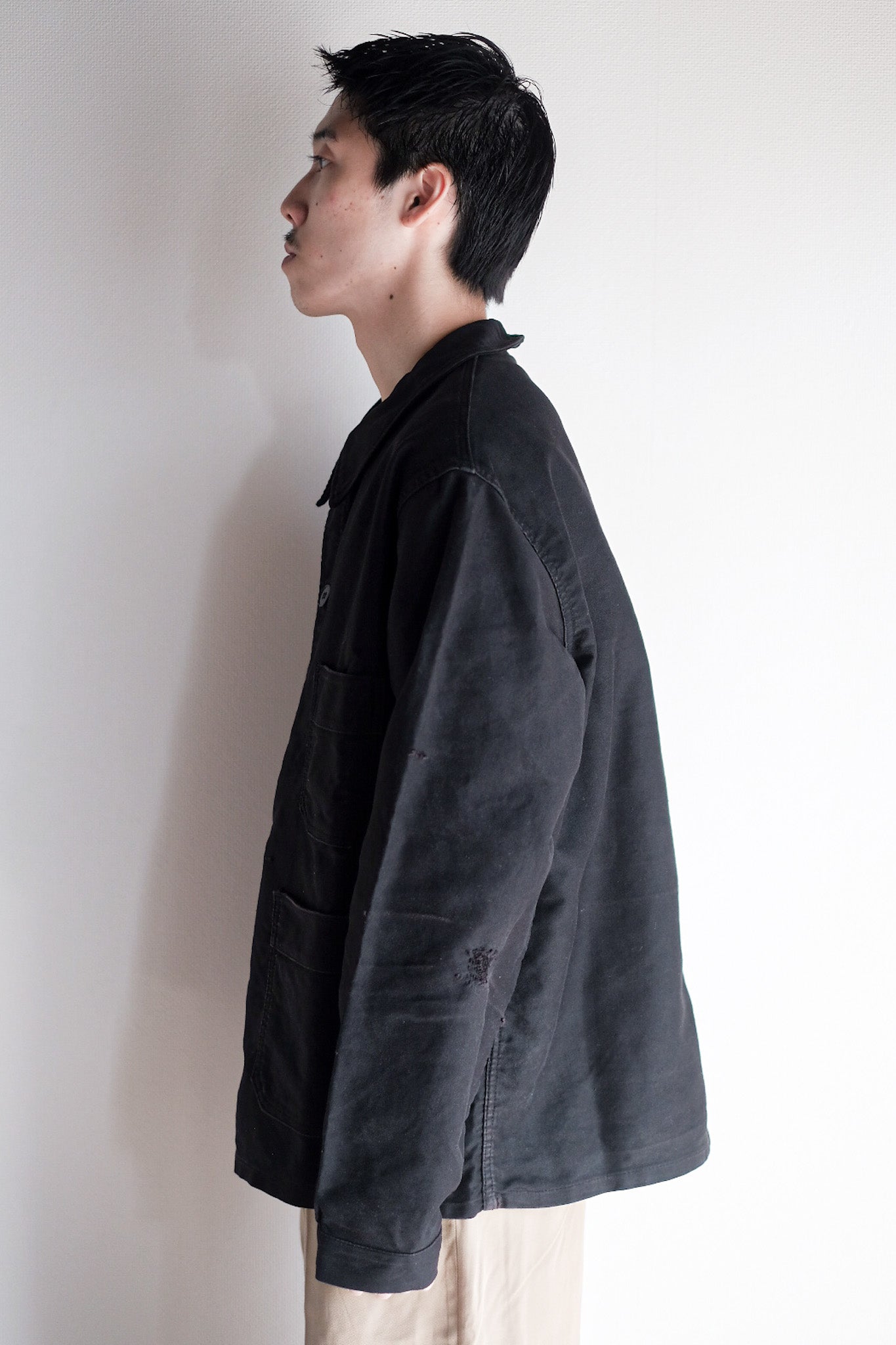 【~60's】French Vintage Black Moleskin Work Jacket