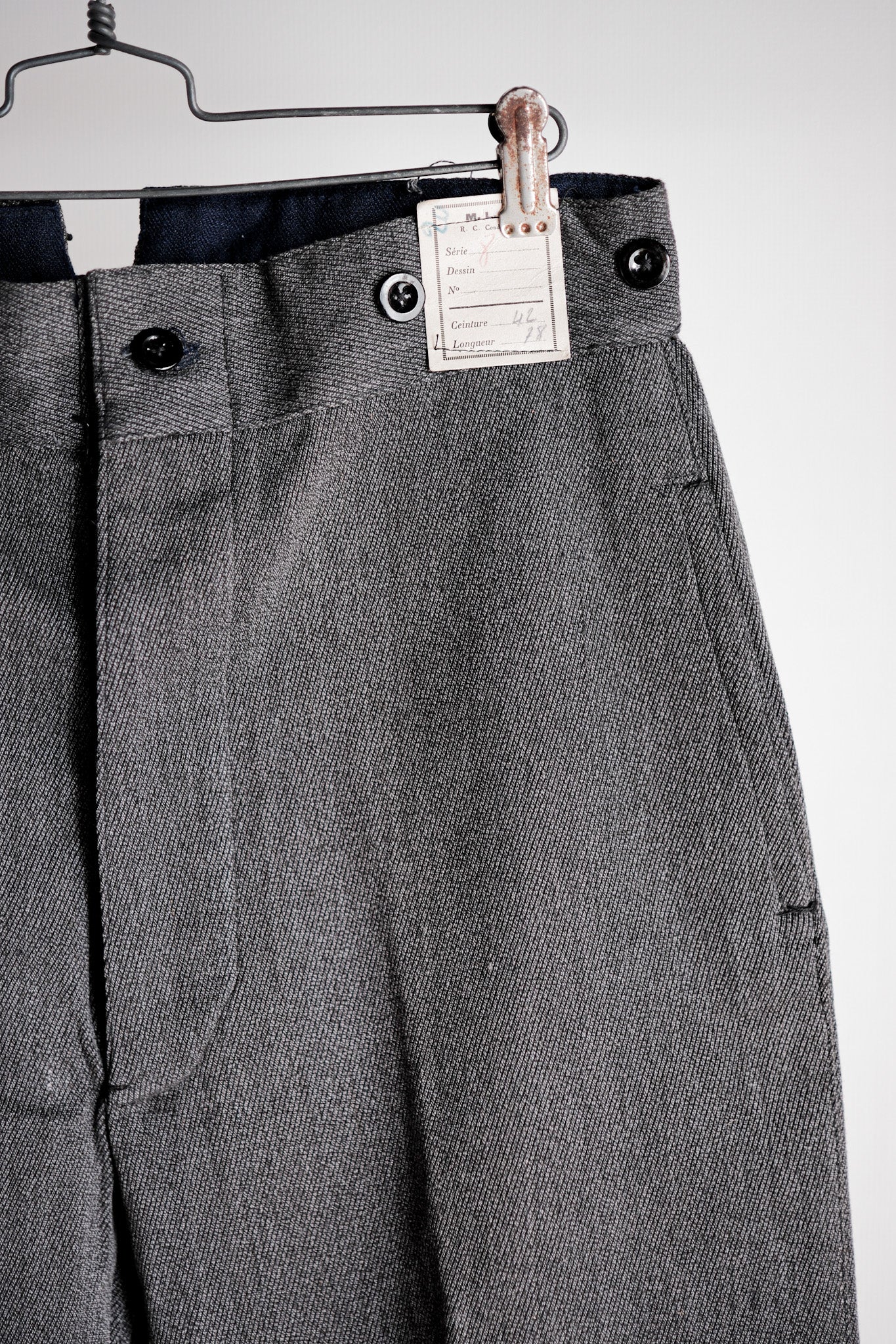 【~30's】French Vintage Salt & Pepper Cotton Twill Work Pants "Dead Stock"