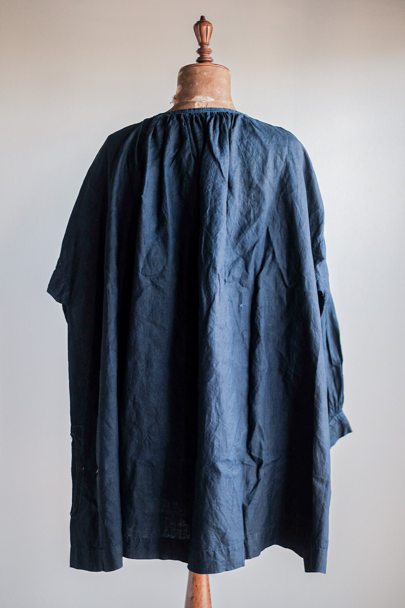 【Early 20th C】French Antique Indigo Linen Smock "Biaude"