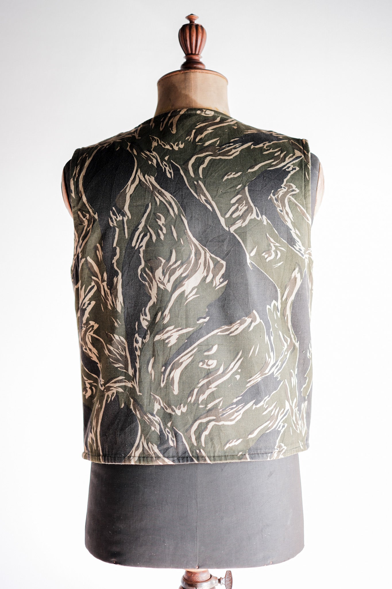 【~70's】American Vintage Tiger Stripe Camouflage Reversible Vest