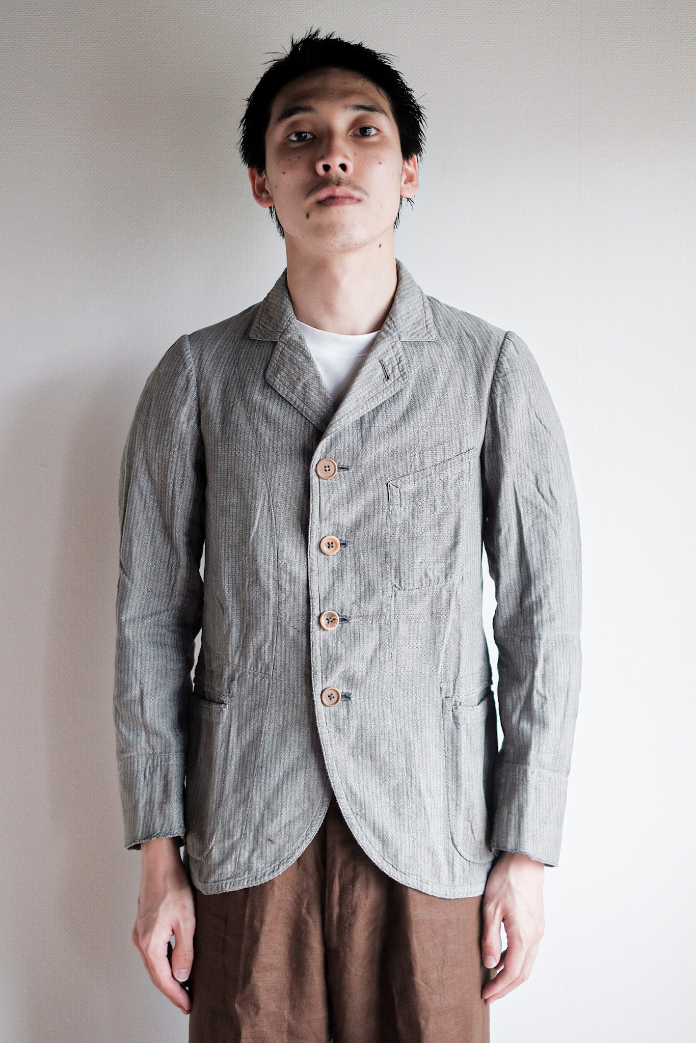 【~10's】French Antique Chambray Striped Sack Jacket