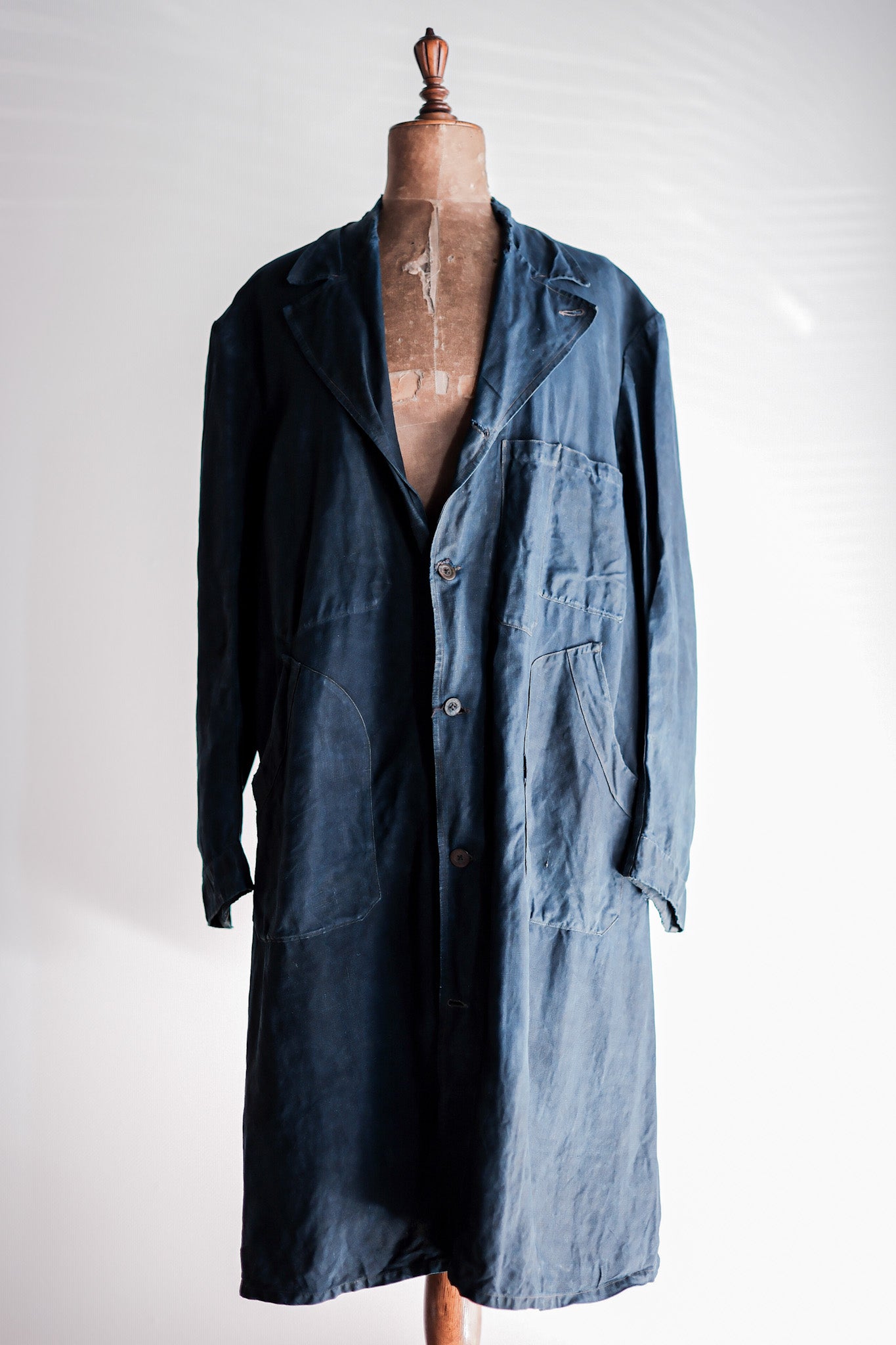 【Early 20th C】French Antique Indigo Linen Maquignon Coat