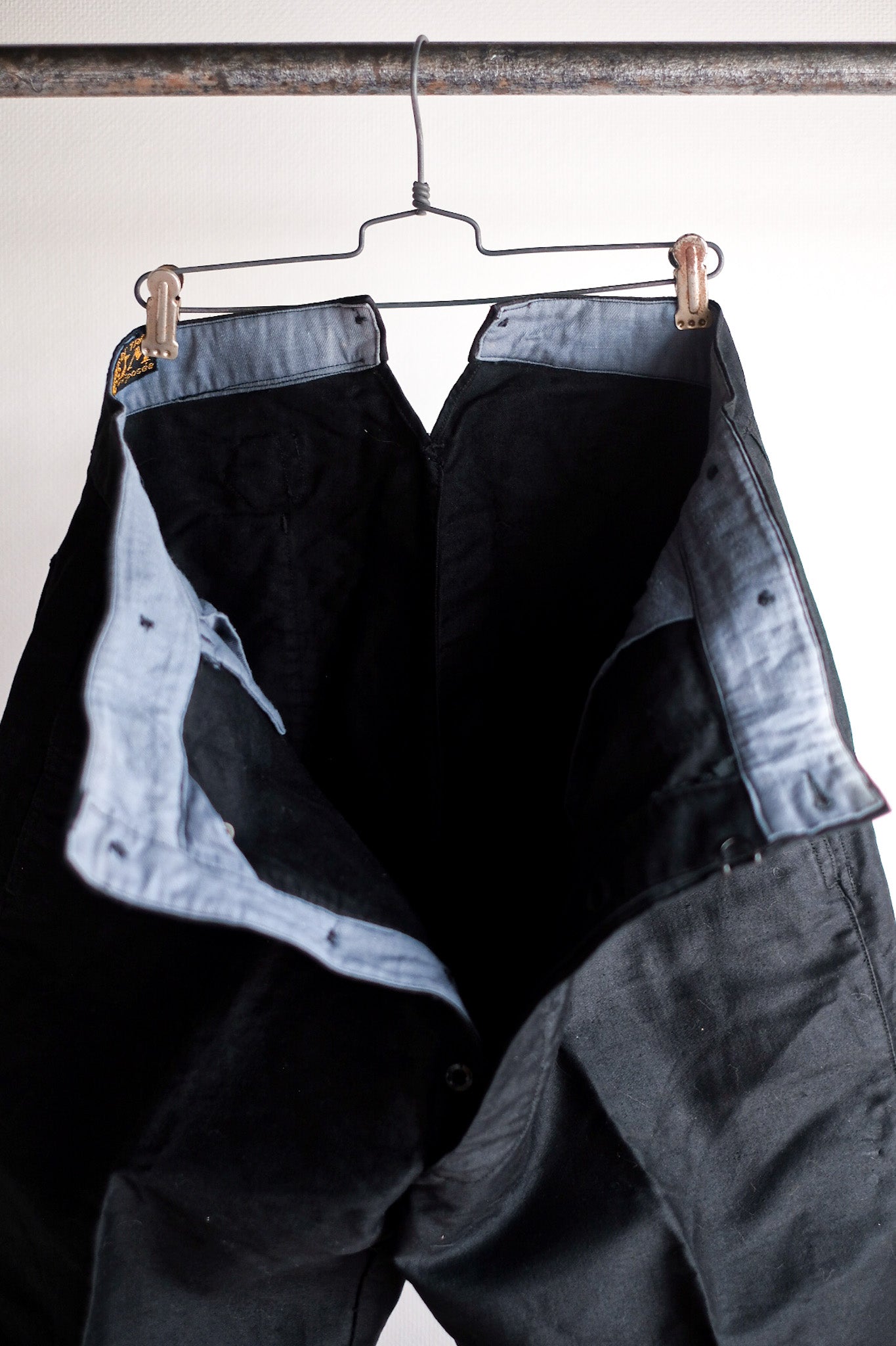 【~40's】French Vintage Black Moleskin Work Pants "Dead Stock"