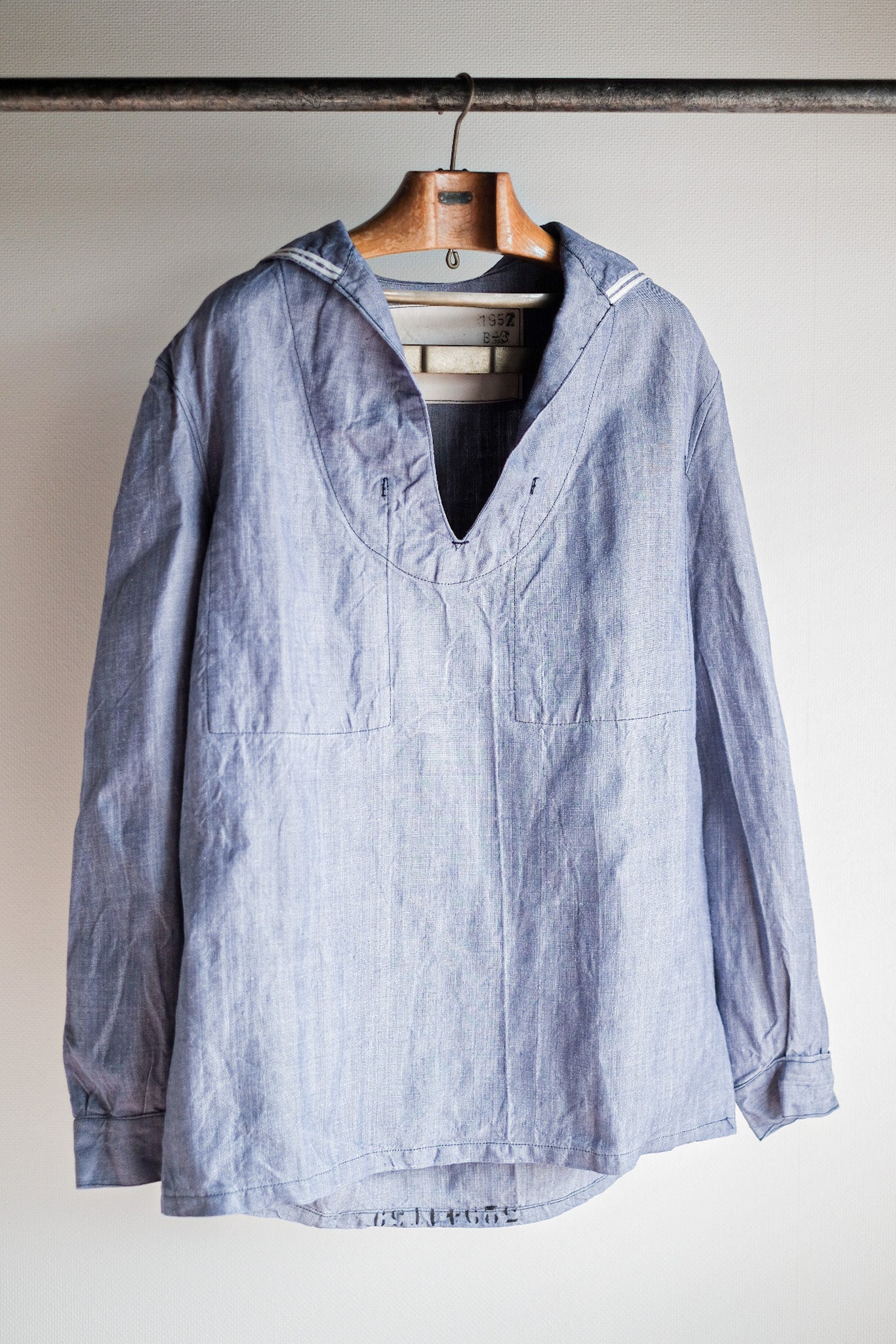 【~50's】French Navy Ramie Linen Sailor Shirt "Dead Stock"