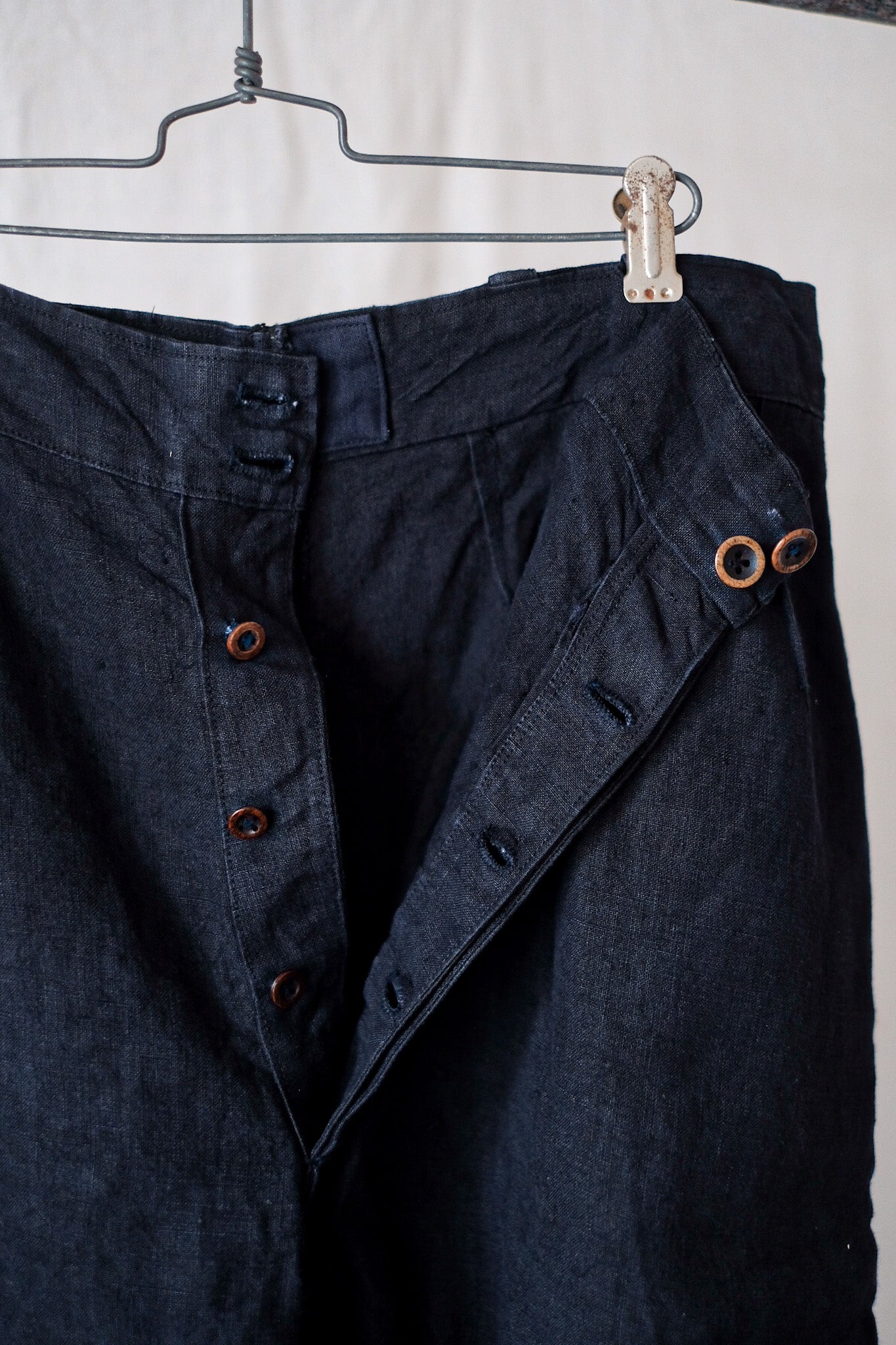 【~40's】French Vintage Indigo Linen Work Shorts