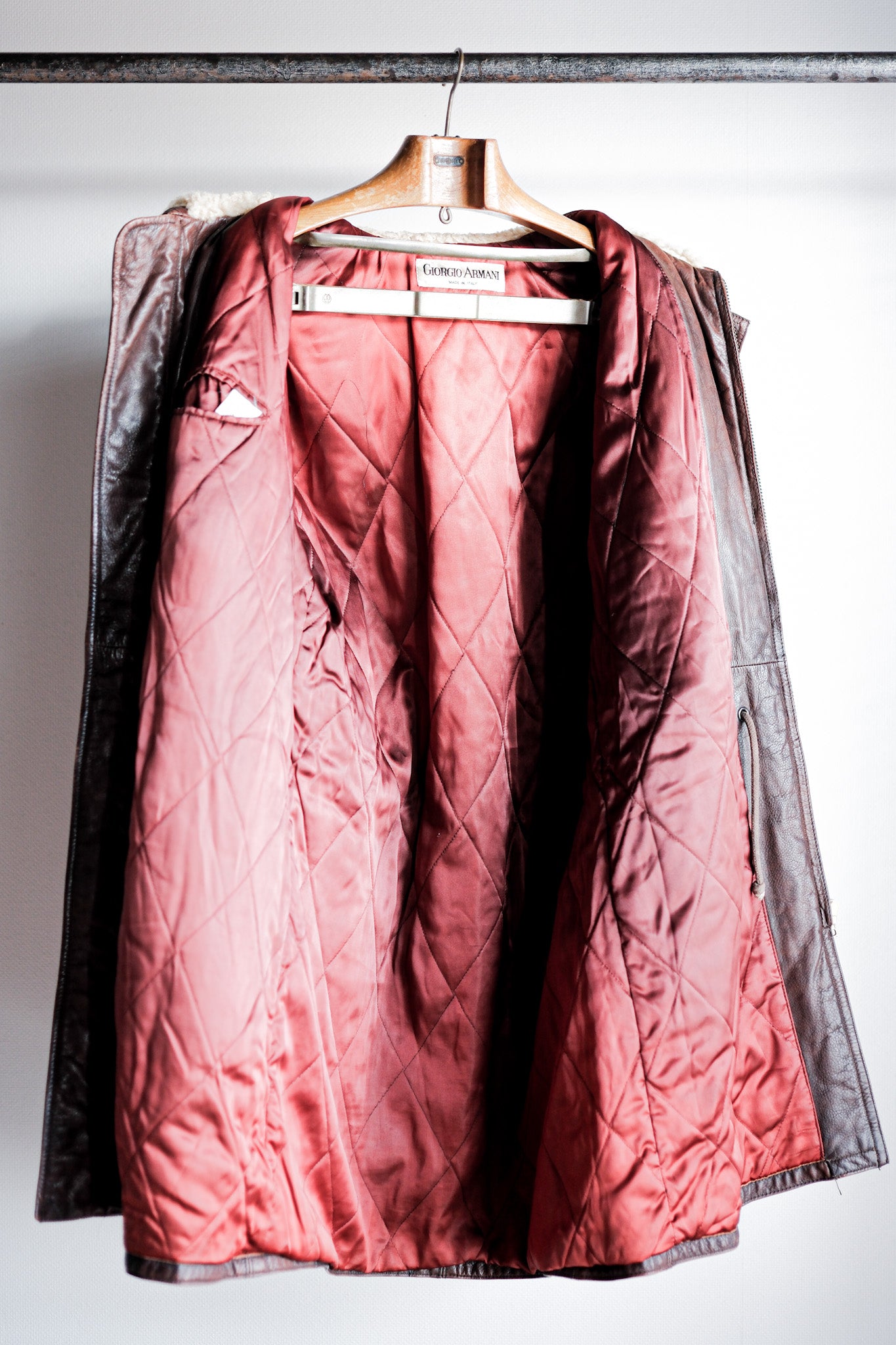 【~80's】Old GIORGIO ARMANI Aviator Style Leather Coat Size.48