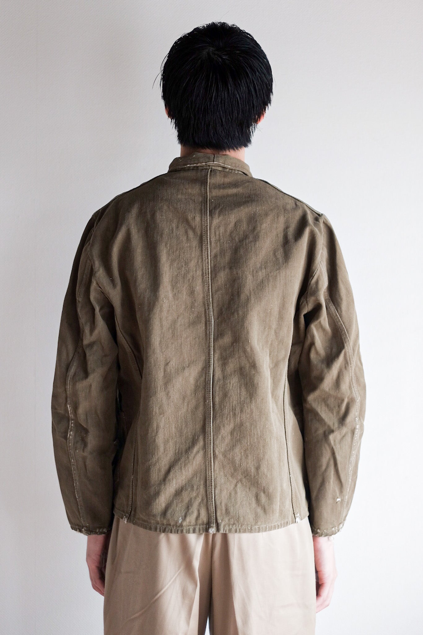 【~30's】German Vintage Green Cotton Work Jacket