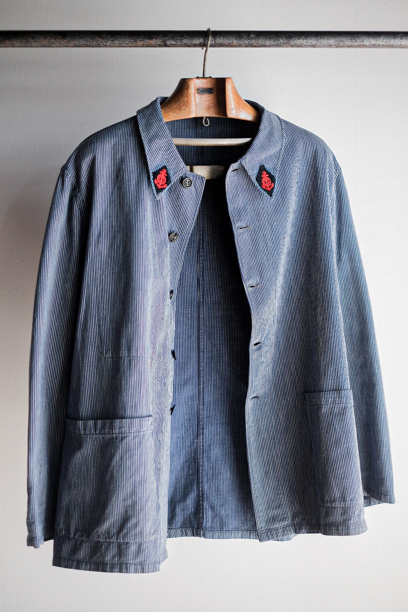 【~50's】French Vintage Cotton Striped Work Jacket "CGT"
