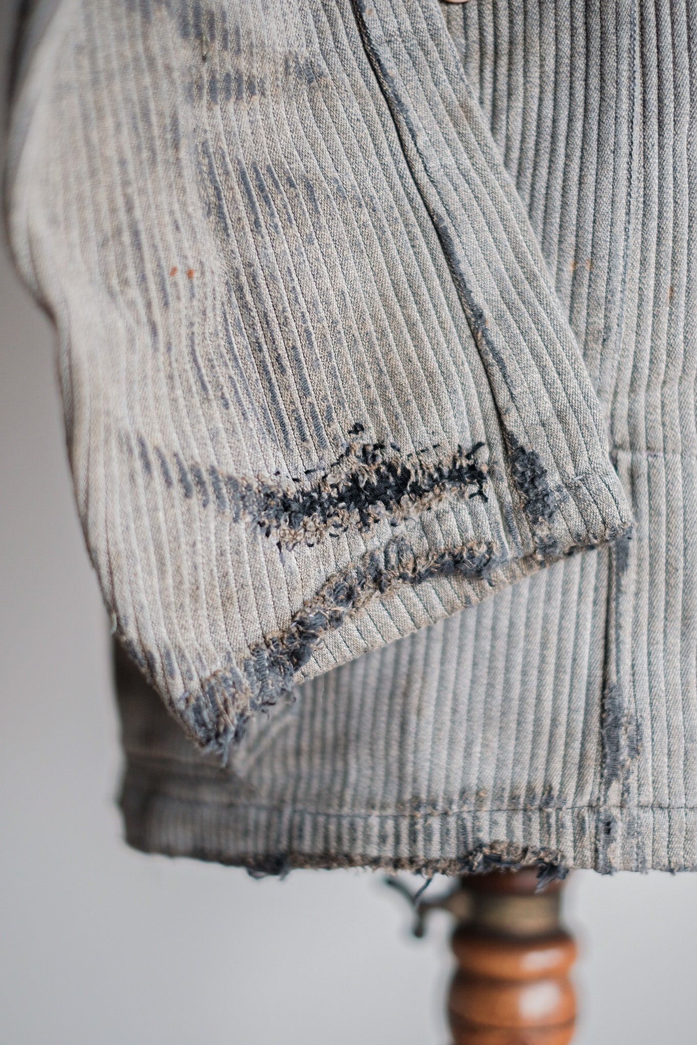 【~40's】French Vintage Gray Cotton Pique Hunting Jacket