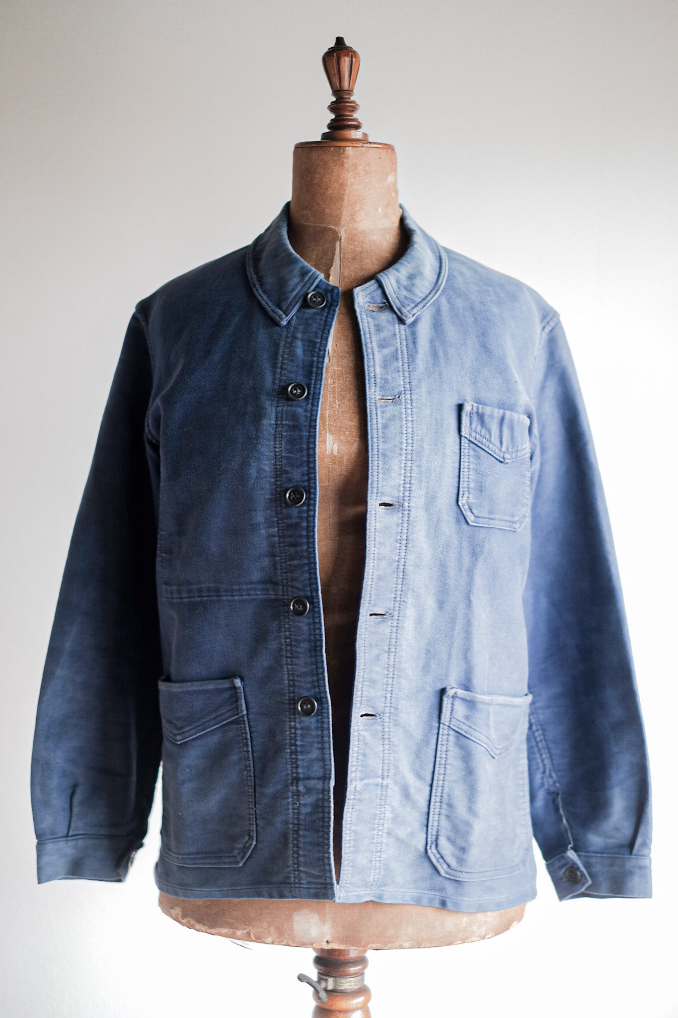 【~40's】French Vintage Blue Moleskin Work Jacket