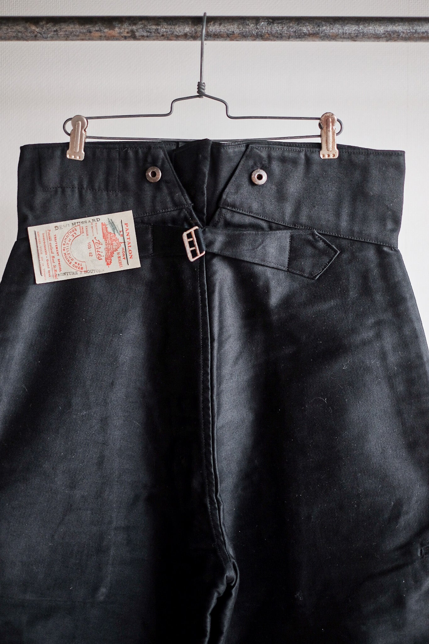 【~30's】French Vintage Black Moleskin Work Pants "Le Mont St. Michel" "Dead Stock"