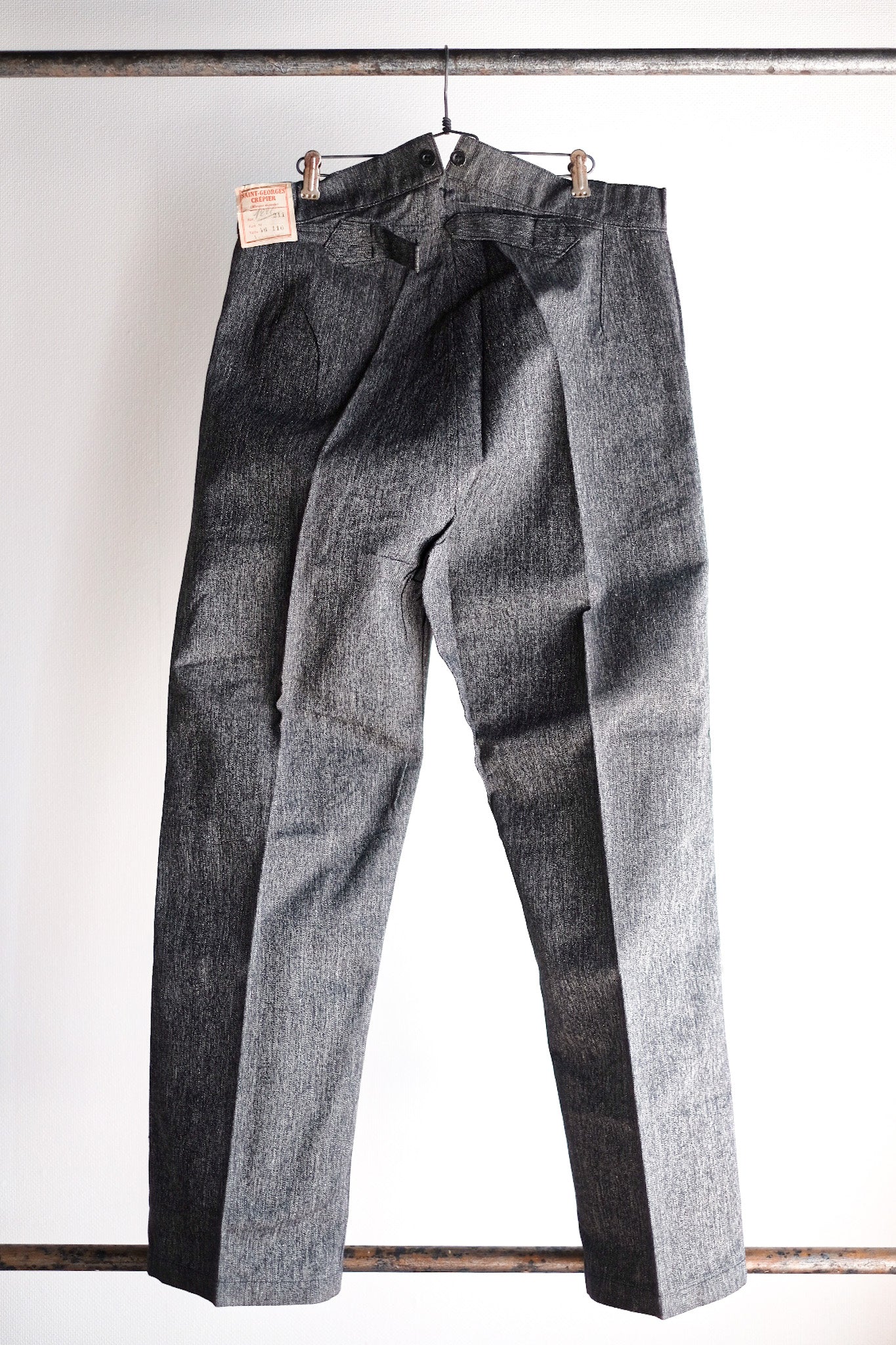 【~30's】French Vintage Black Chambray Work Pants "Dead Stock"