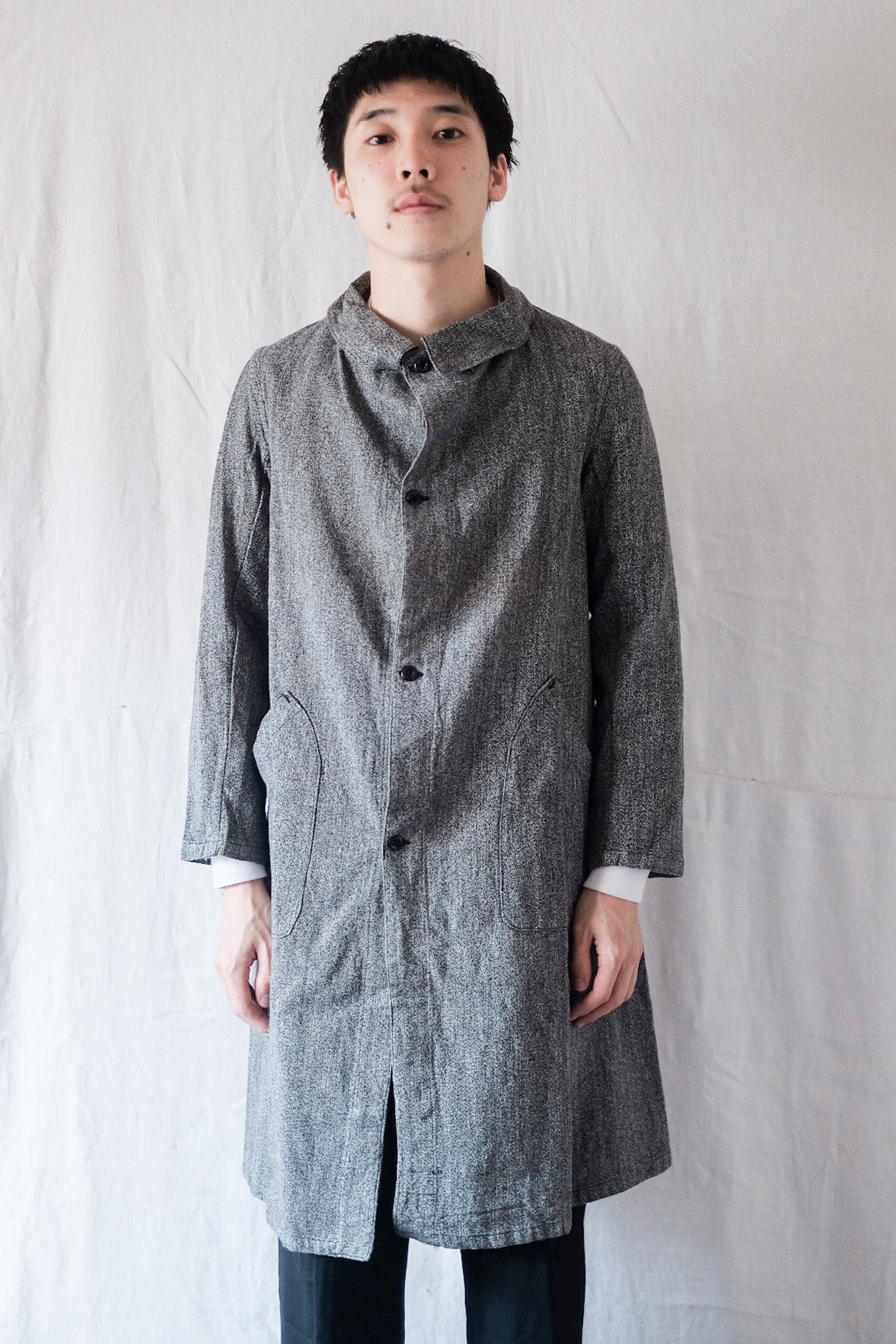 【~40's】French Vintage Black Chambray Work Coat