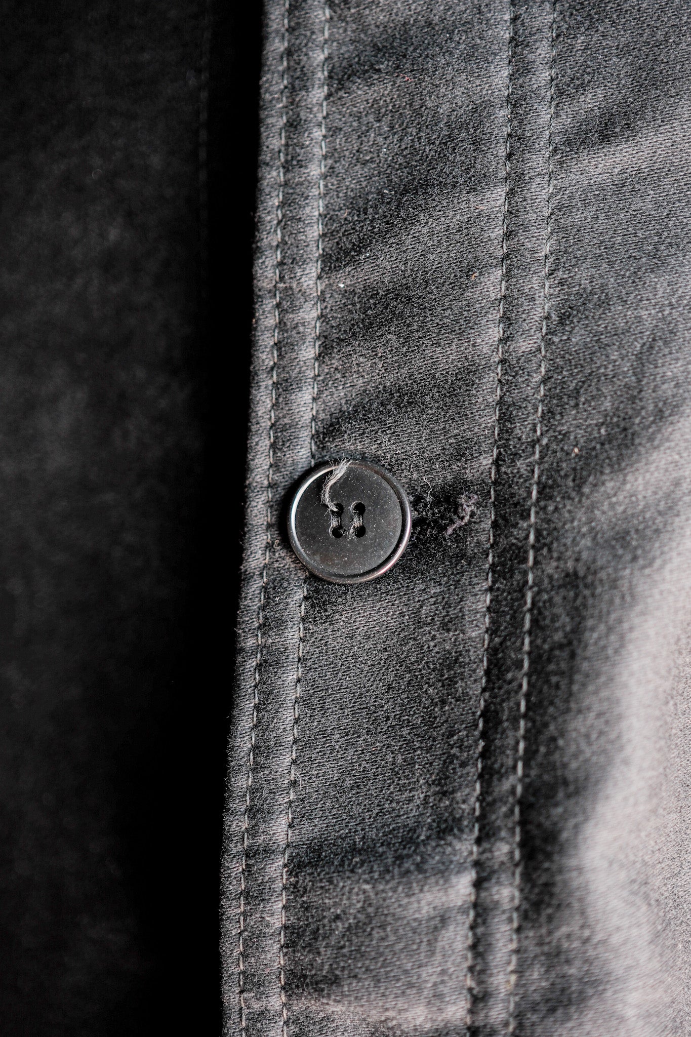 【~60's】French Vintage Black Moleskin Work Jacket Size.46 "Adolphe Lafont"