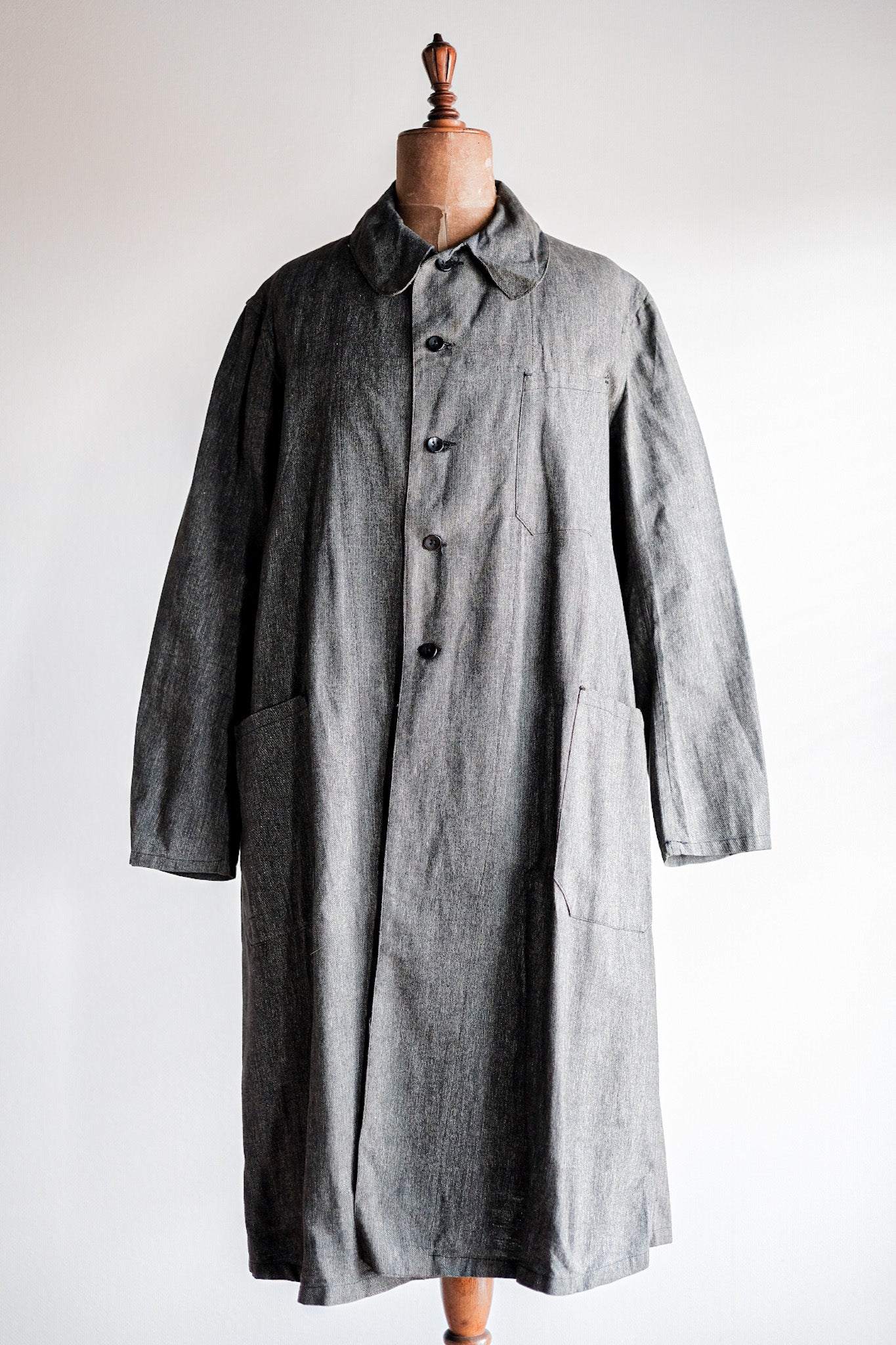 【~40's】French Vintage Black Chambray Atelier Coat “Dead Stock”