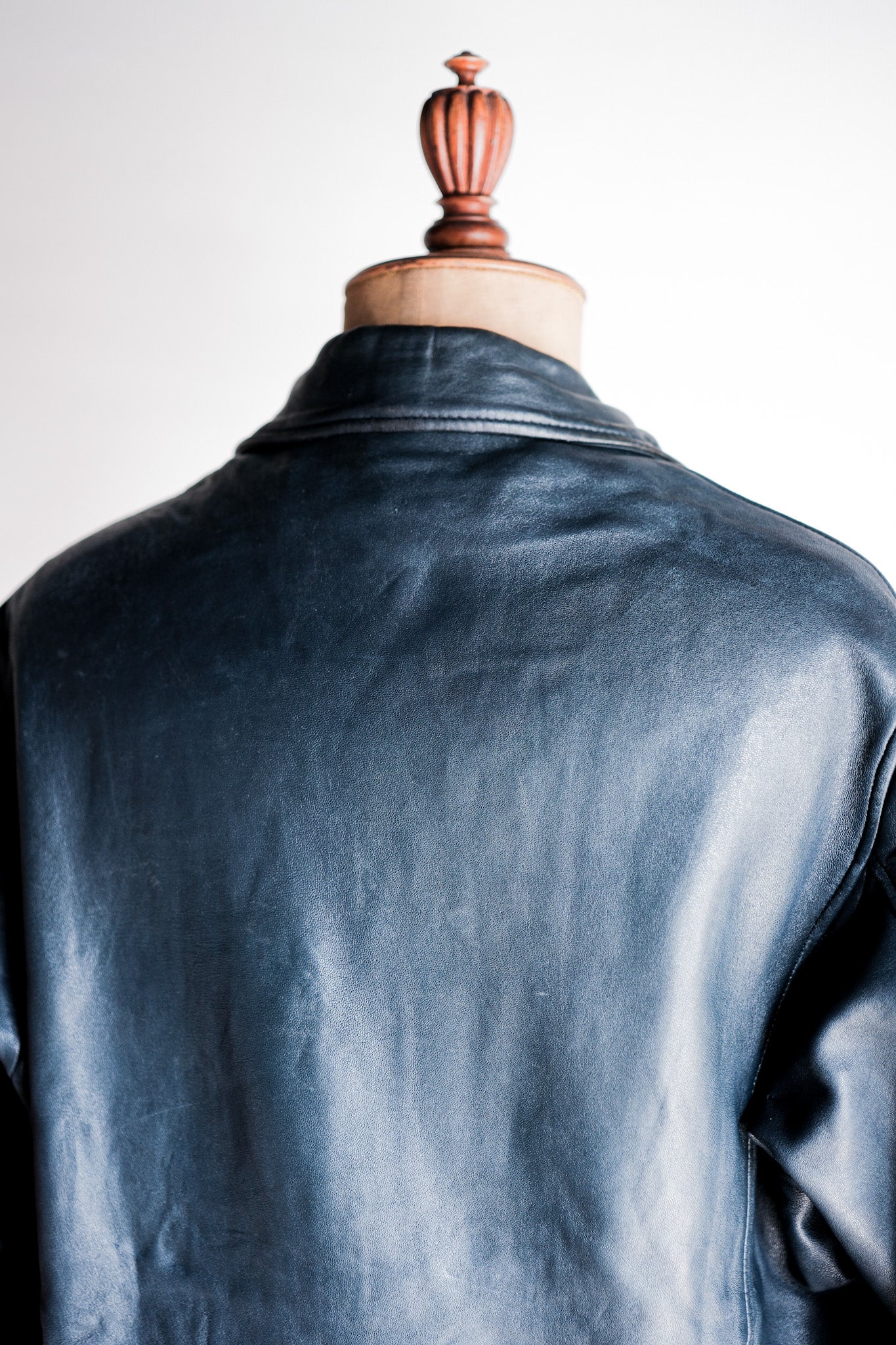 【~70's】French Air Force Pilot Leather Jacket With Chin Strap