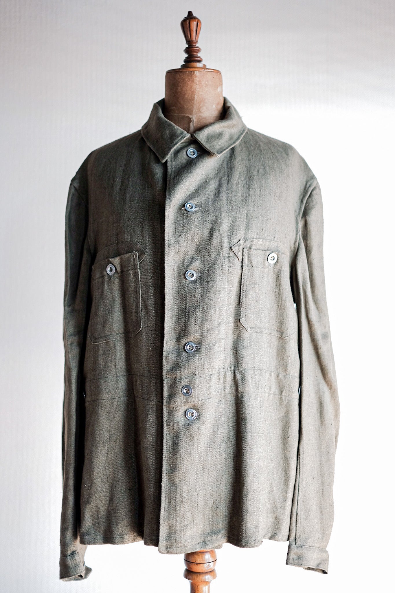 【~30's】German Air Force Green Linen HBT Jacket "Luftwaffe" "Dead Stock"