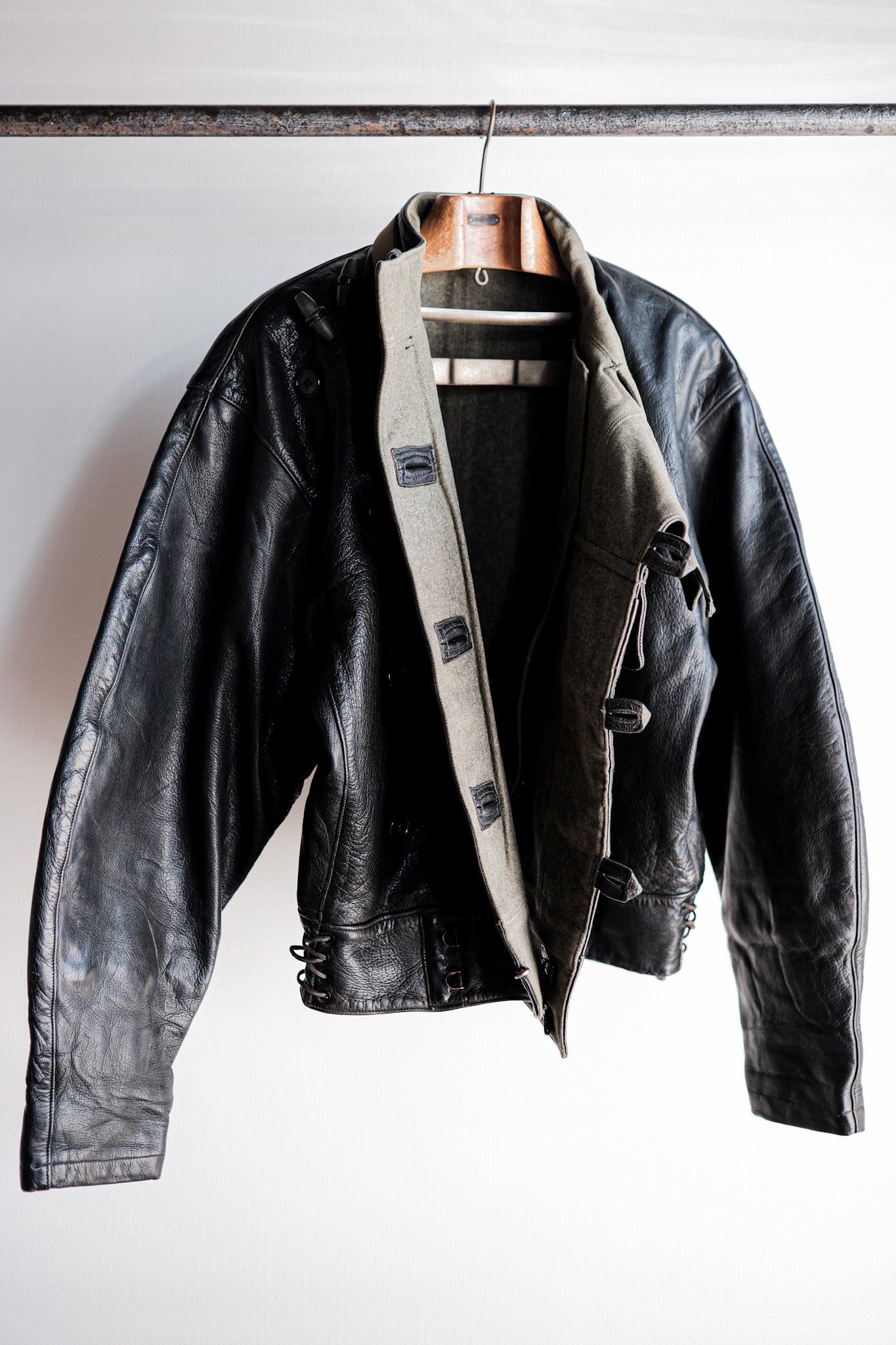 【~50's】Swedish Army Dispatch Rider Leather Motorcycle Jacket