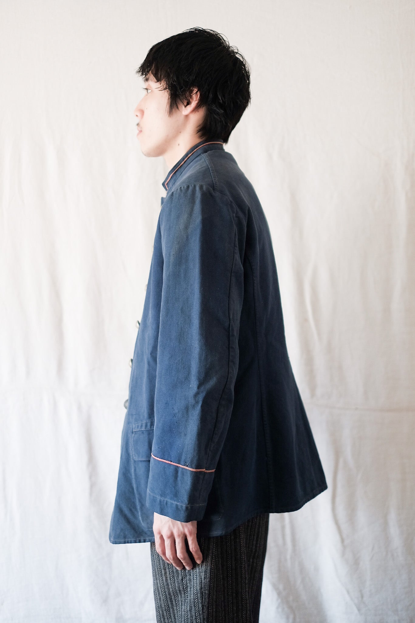 【~30's】French Vintage Indigo Cotton Twill Fireman Jacket