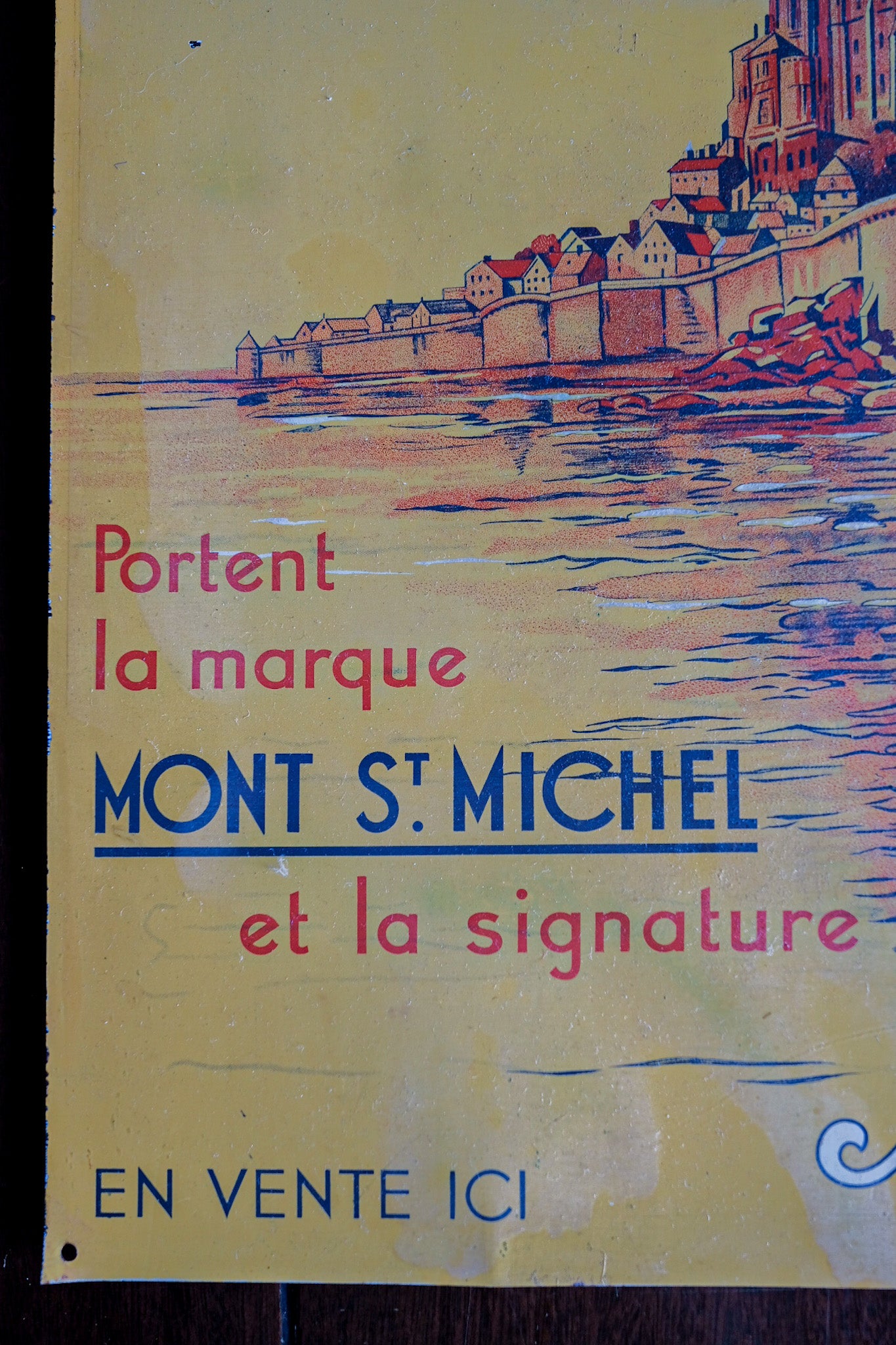 【~50's】French Vintage Advertising Painted Plate "Le Mont St Michel"