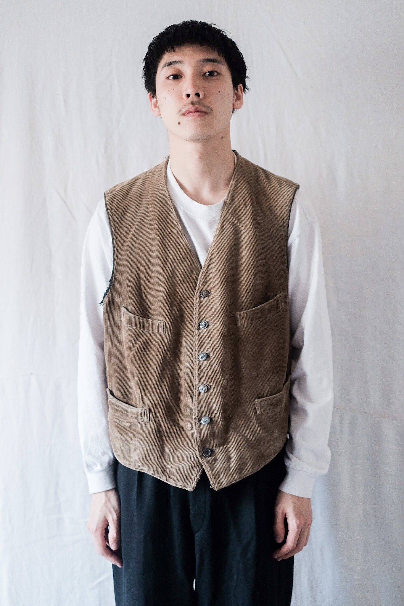 【~30's】French Vintage Brown Corduroy Hunting Gilet