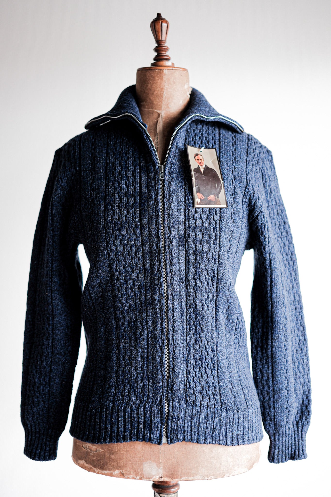 【~60's】French Vintage Full Zip Wool Cardigan "Dead Stock"