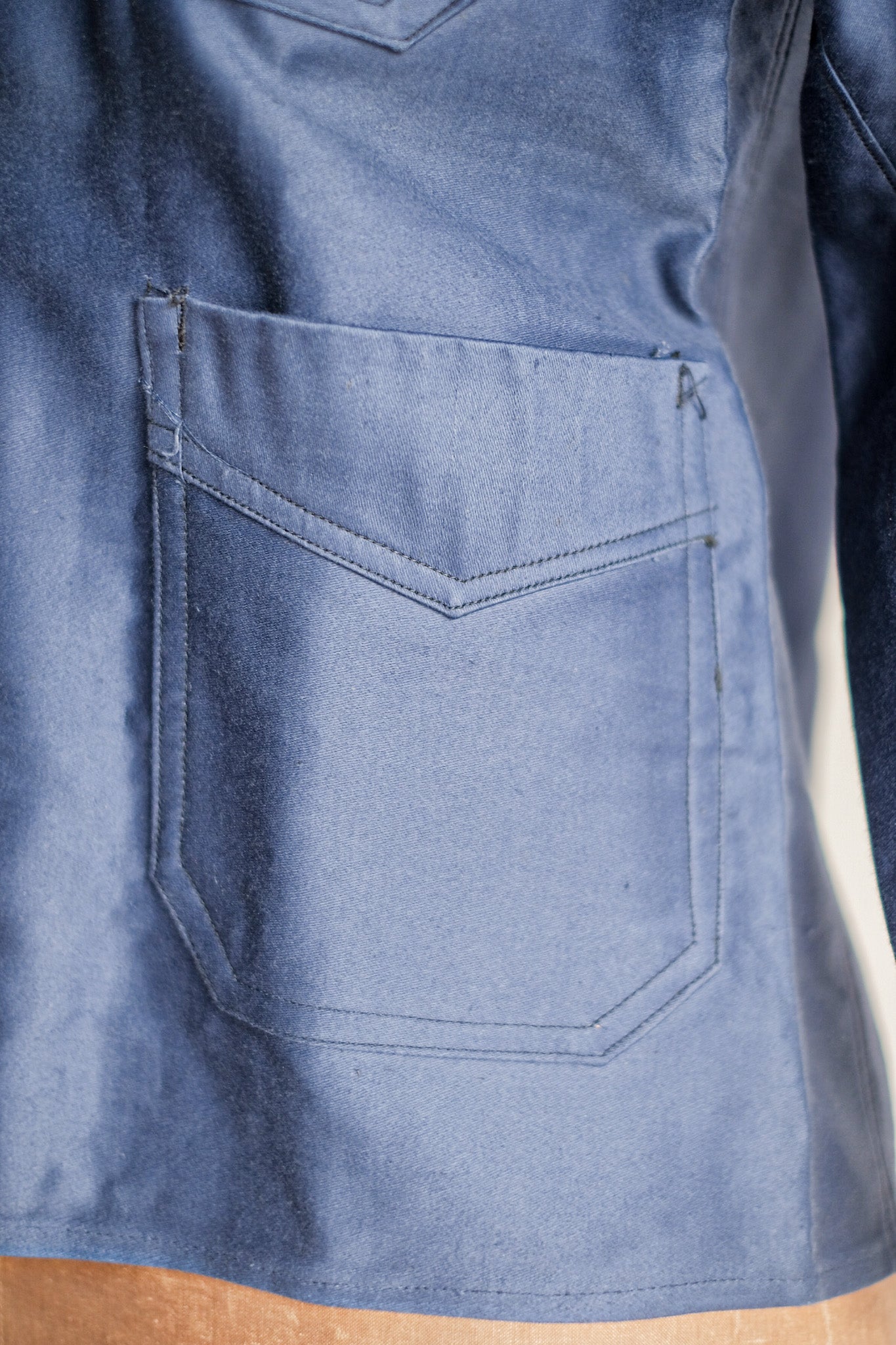 【~40's】French Vintage Blue Moleskin Work Jacket "Dead Stock"