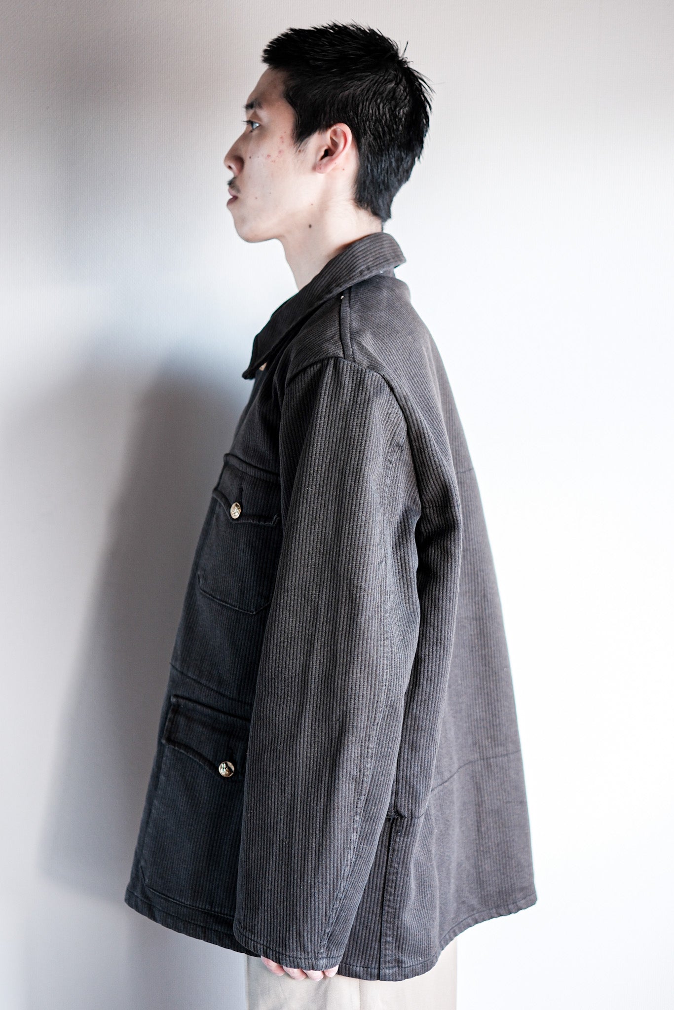 【~50's】French Vintage Brown Cotton Pique Hunting Jacket
